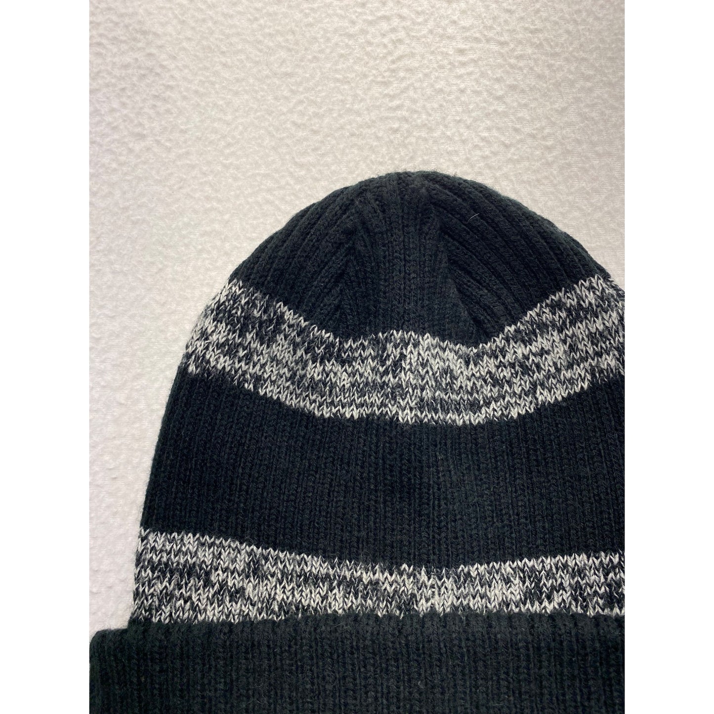 Levis Dark Gray & White Striped Knit Beanie #7289
