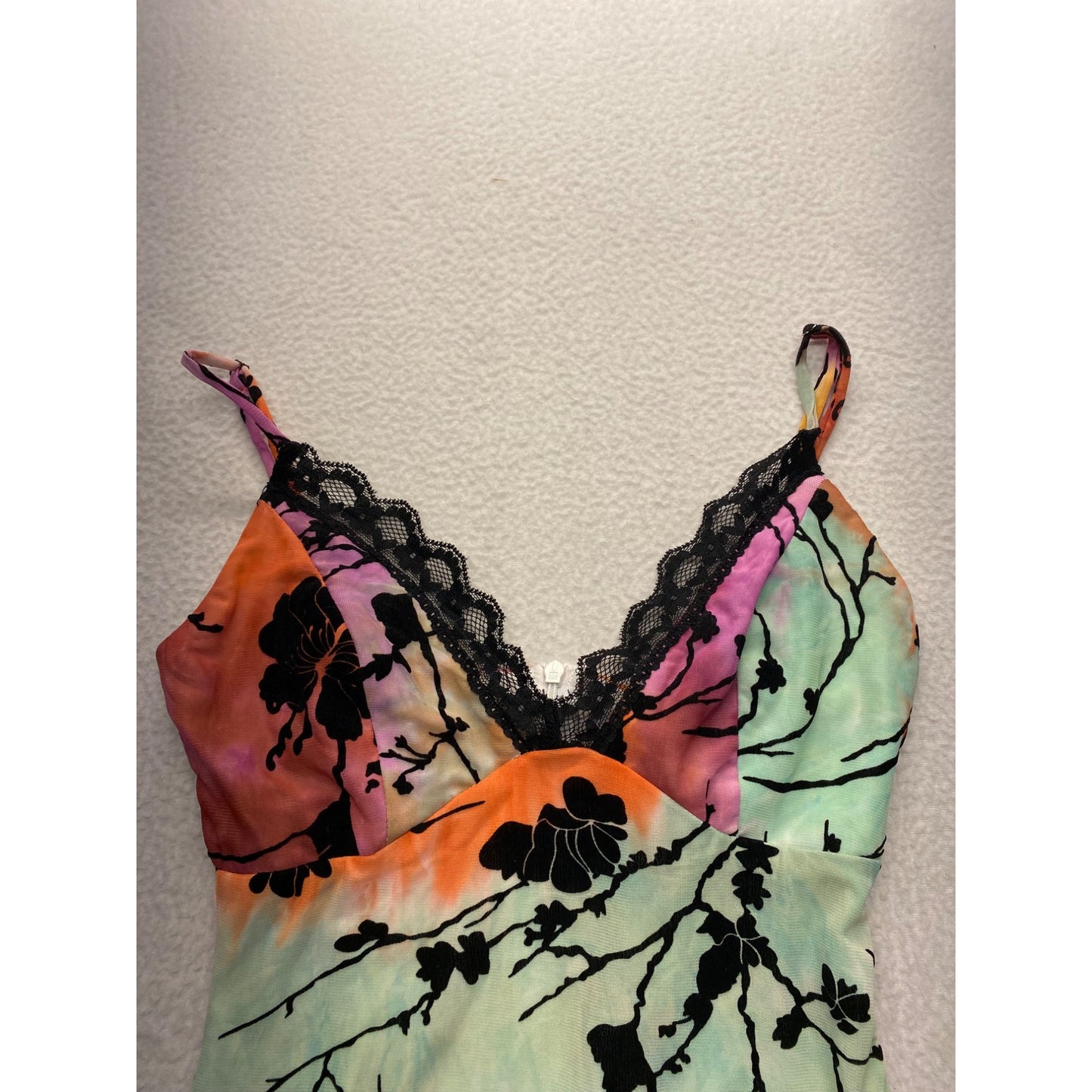 Princess Polly Floral Tie-Dye Lace Trim Mini Dress Size 2 #7060