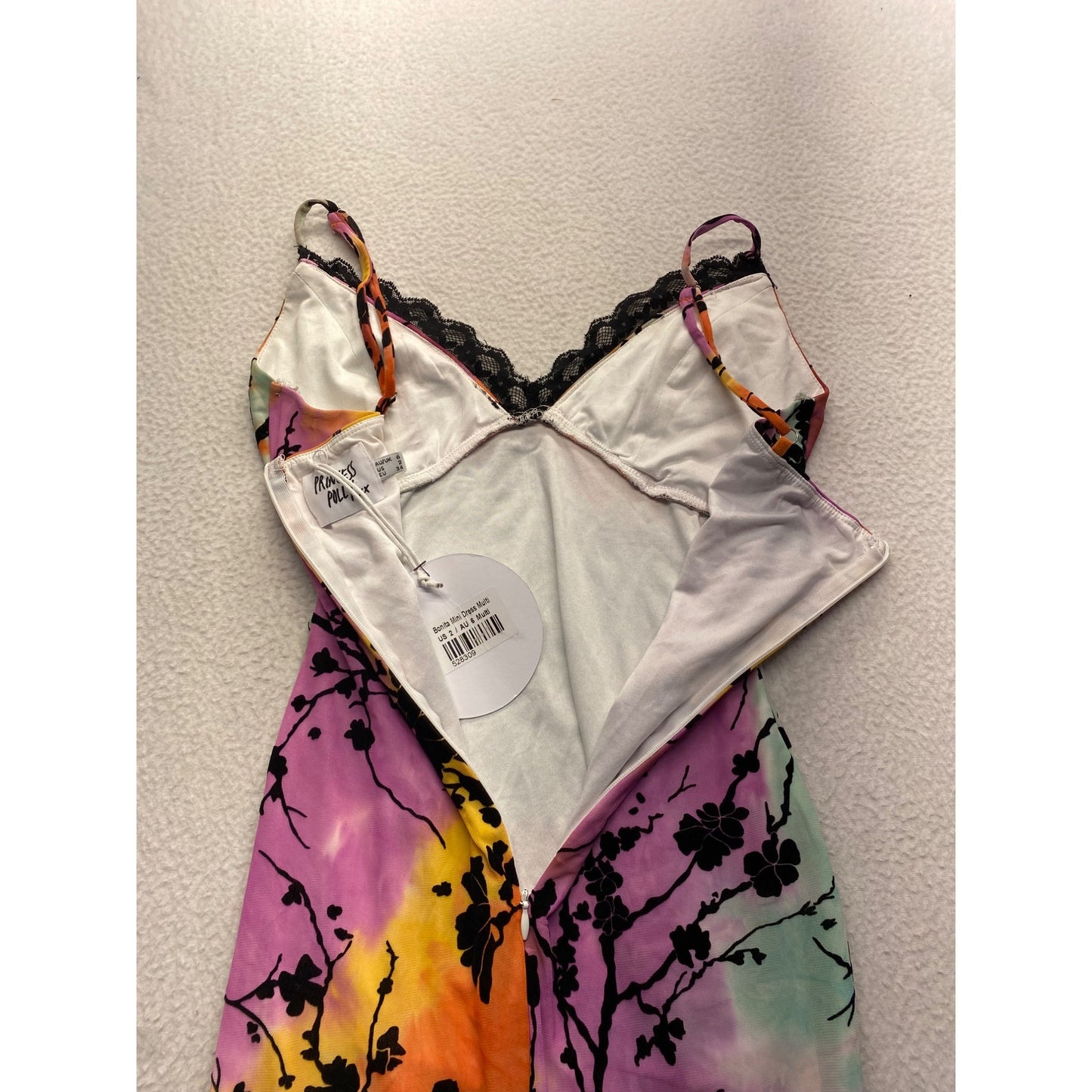 Princess Polly Floral Tie-Dye Lace Trim Mini Dress Size 2 #7060