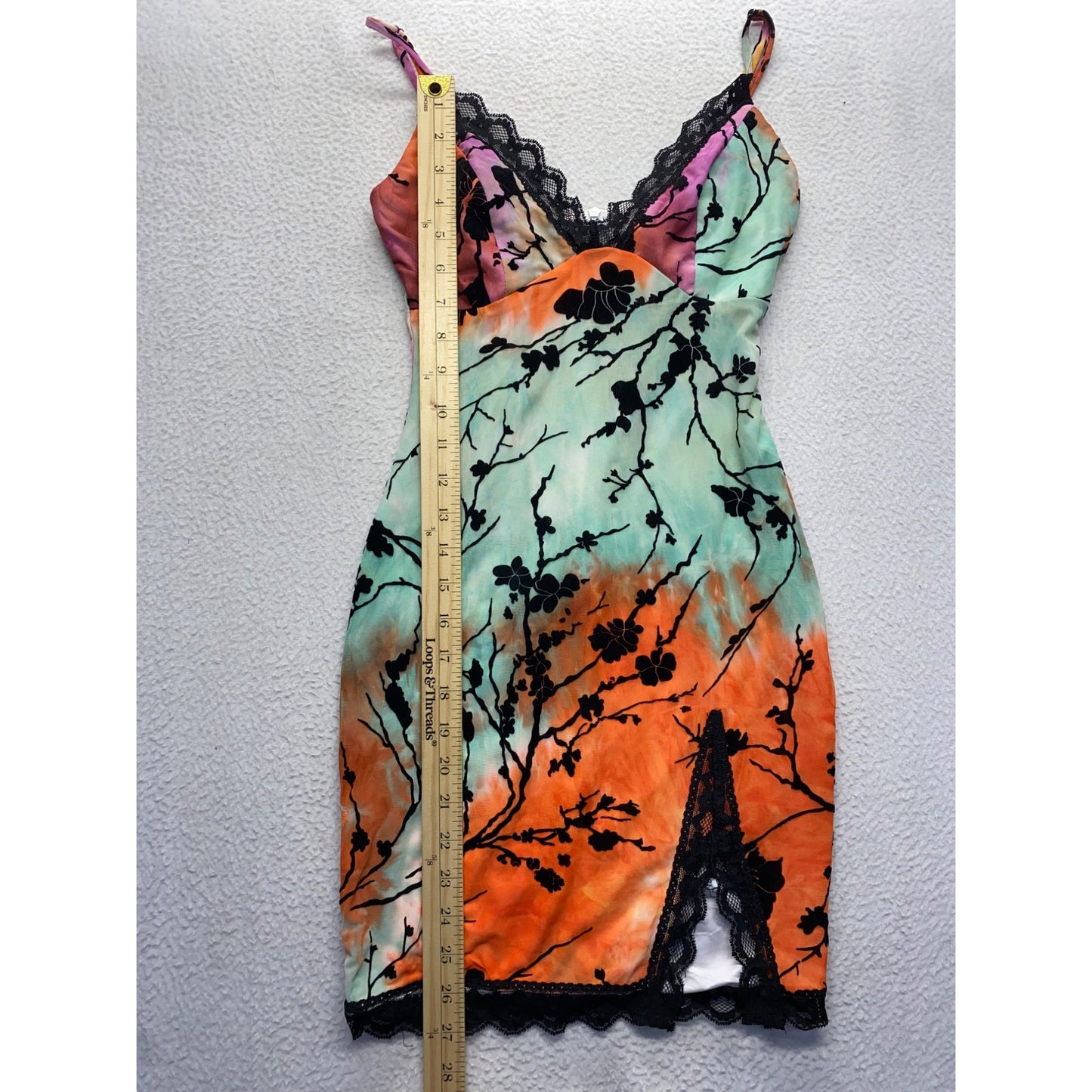 Princess Polly Floral Tie-Dye Lace Trim Mini Dress Size 2 #7060