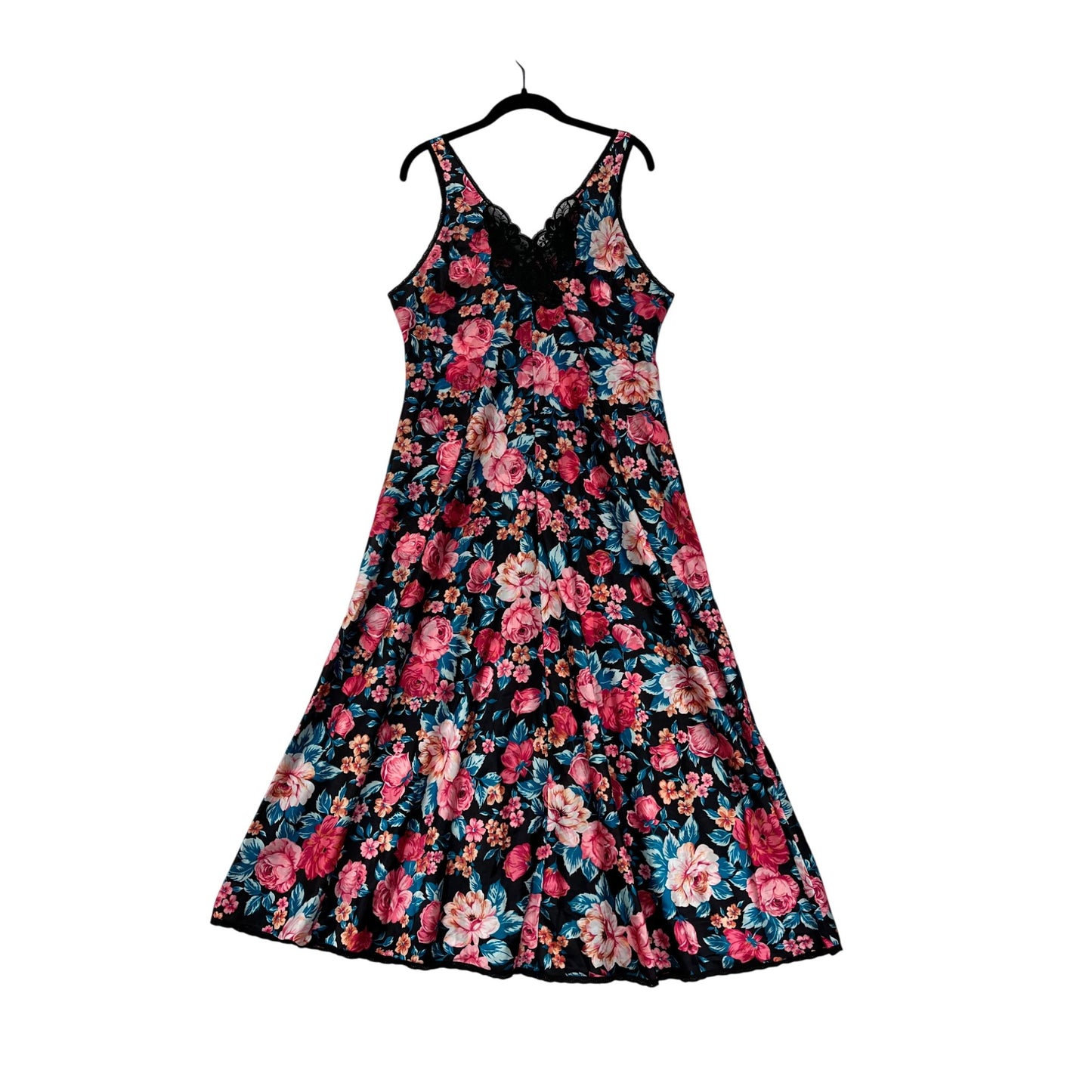 Vintage Vanity Fair Floral Sleeveless Nightgown Dress Womens M #8019