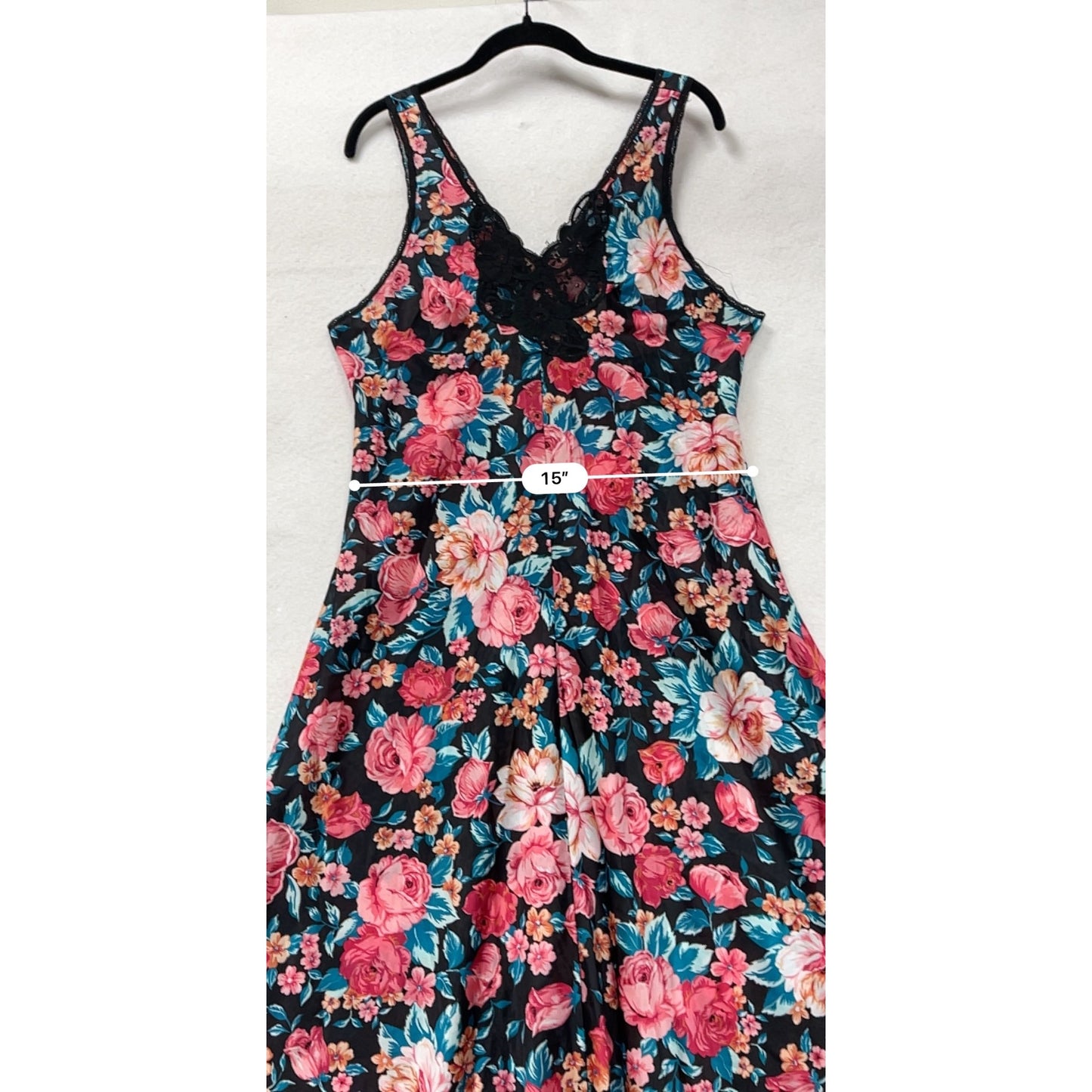 Vintage Vanity Fair Floral Sleeveless Nightgown Dress Womens M #8019