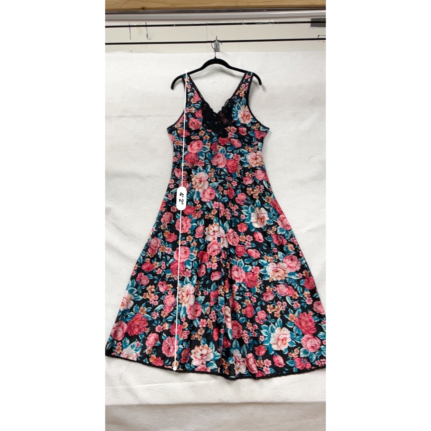 Vintage Vanity Fair Floral Sleeveless Nightgown Dress Womens M #8019