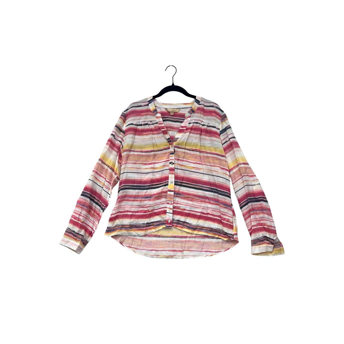 Hope & Harlow Womens Medium Striped Button-Up Blouse #6811