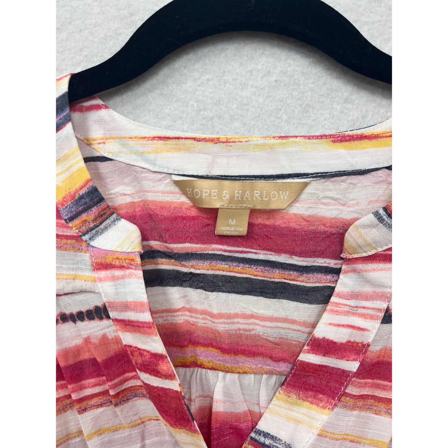 Hope & Harlow Womens Medium Striped Button-Up Blouse #6811