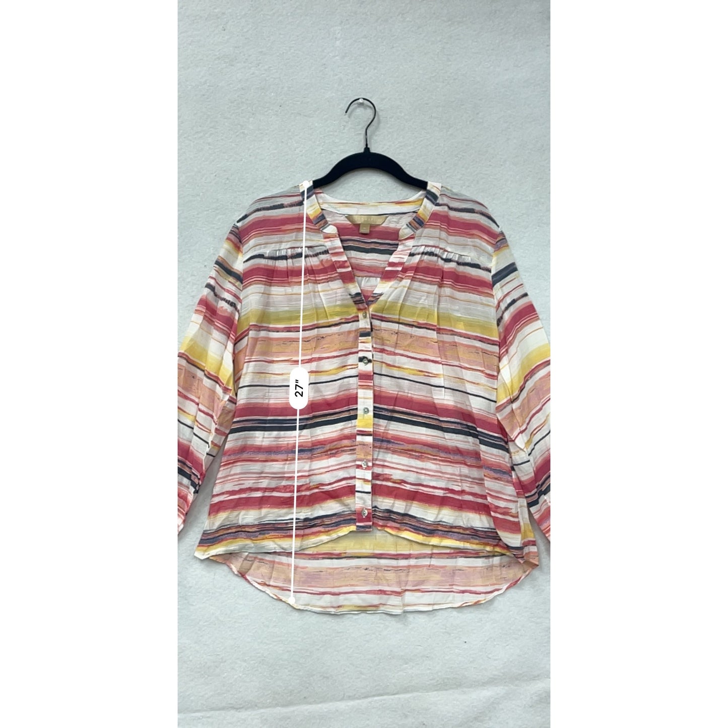Hope & Harlow Womens Medium Striped Button-Up Blouse #6811