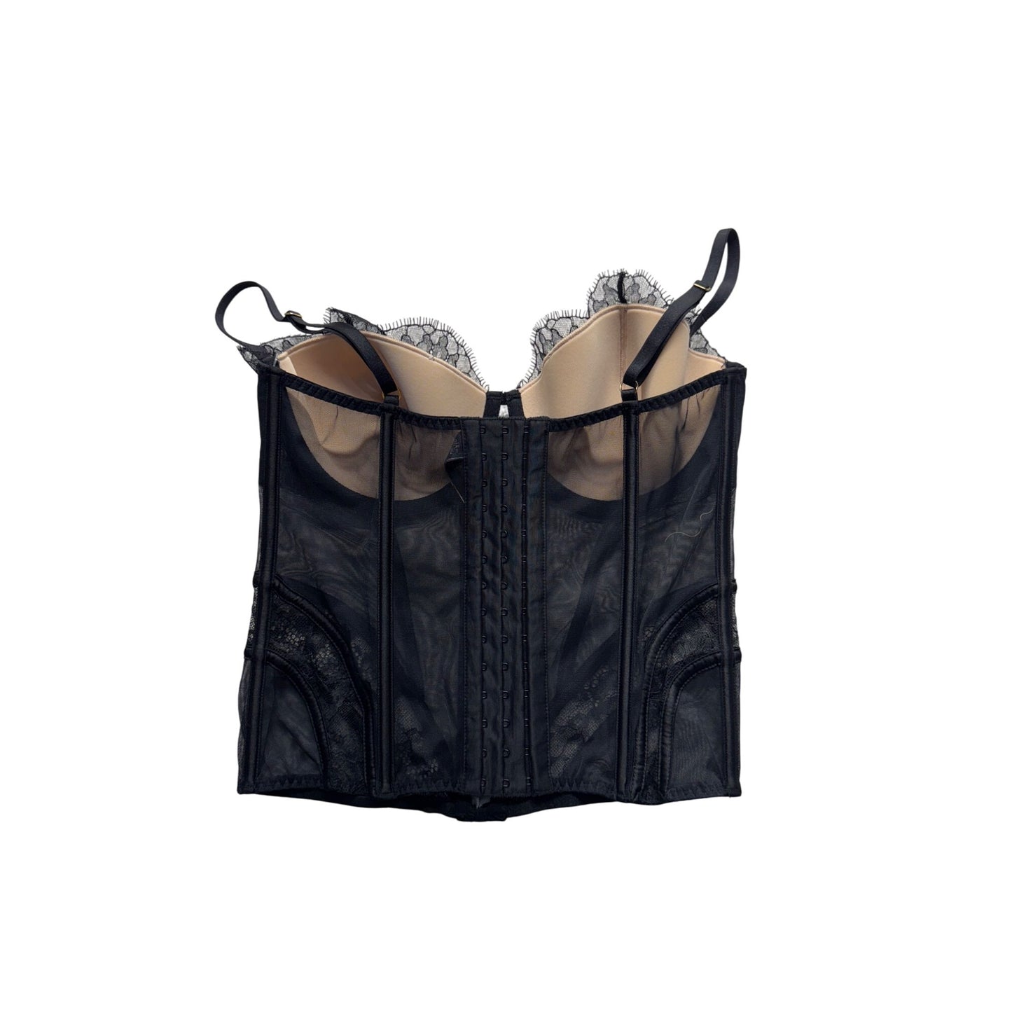 Victorias Secret Lace Bustier Corset Top 36D Black Mesh & Lace #291B