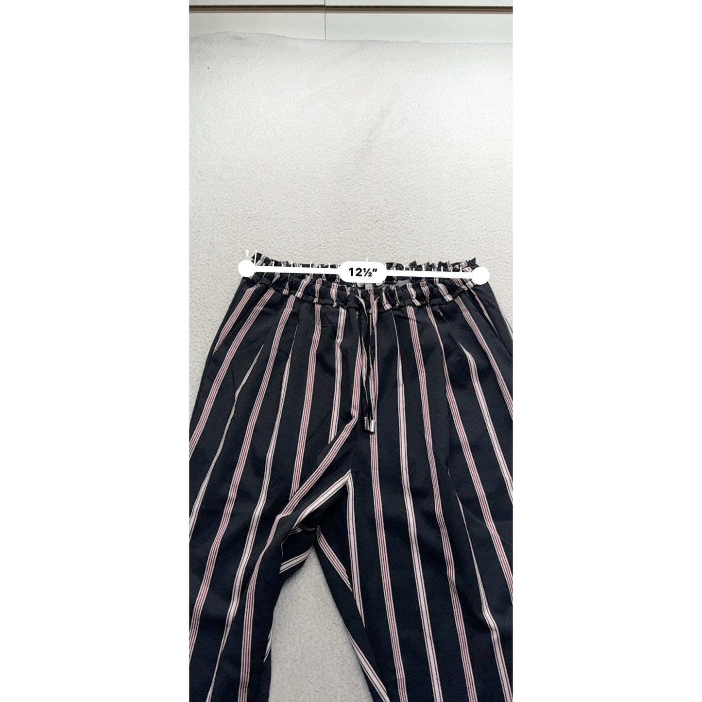 Charlotte Russe Striped Elastic Waist Pants Black & Pink Size S #211B