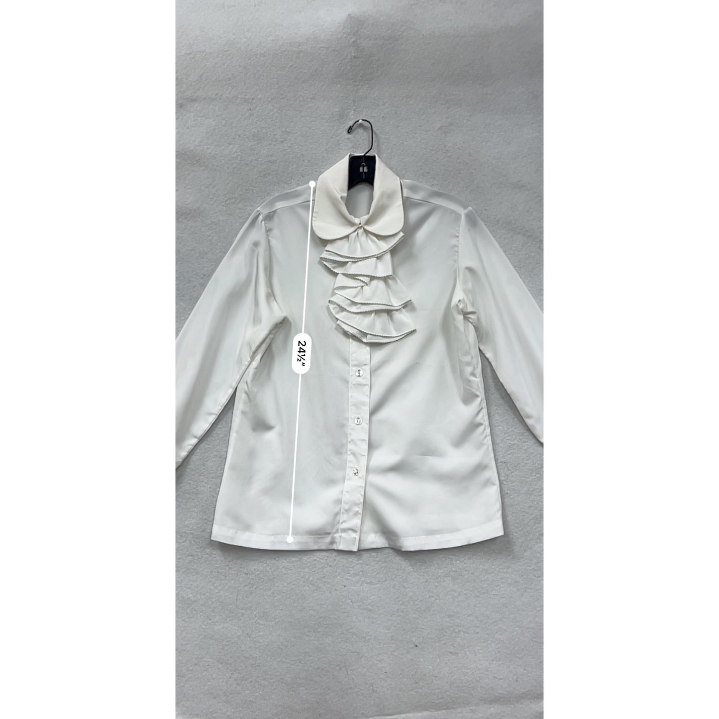 Vintage Terry Chicago White Ruffled Button-Up Blouse #8355
