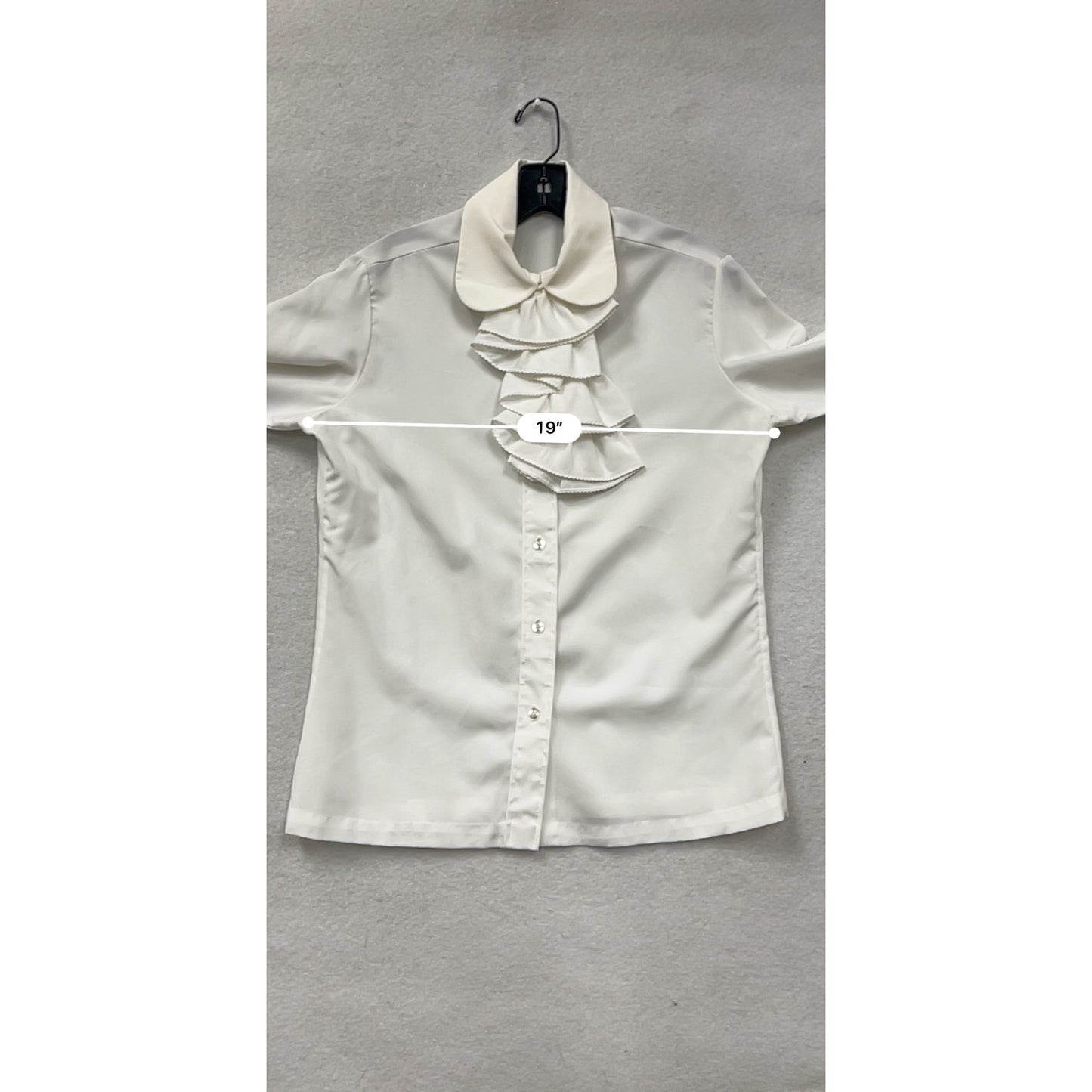 Vintage Terry Chicago White Ruffled Button-Up Blouse #8355
