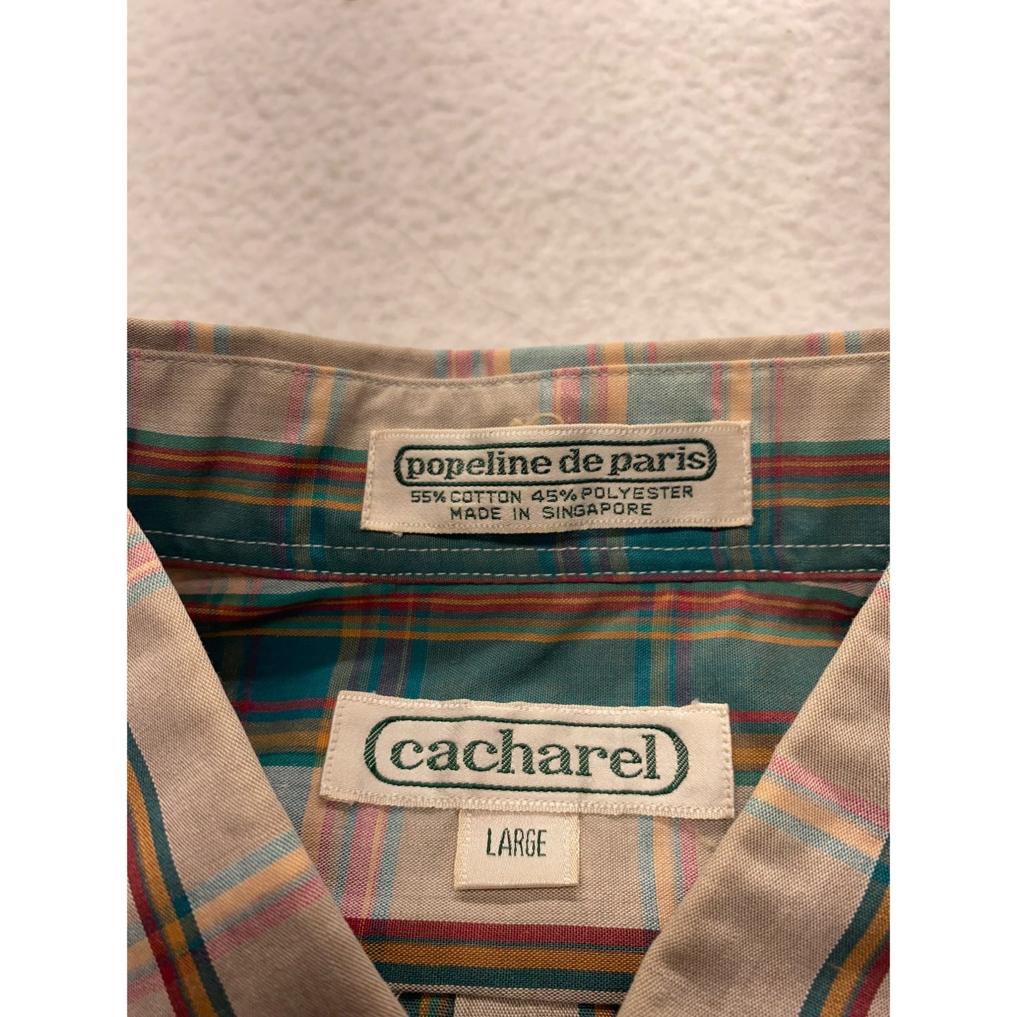 Vintage Cacharel Mens Long Sleeve Plaid Shirt #5892