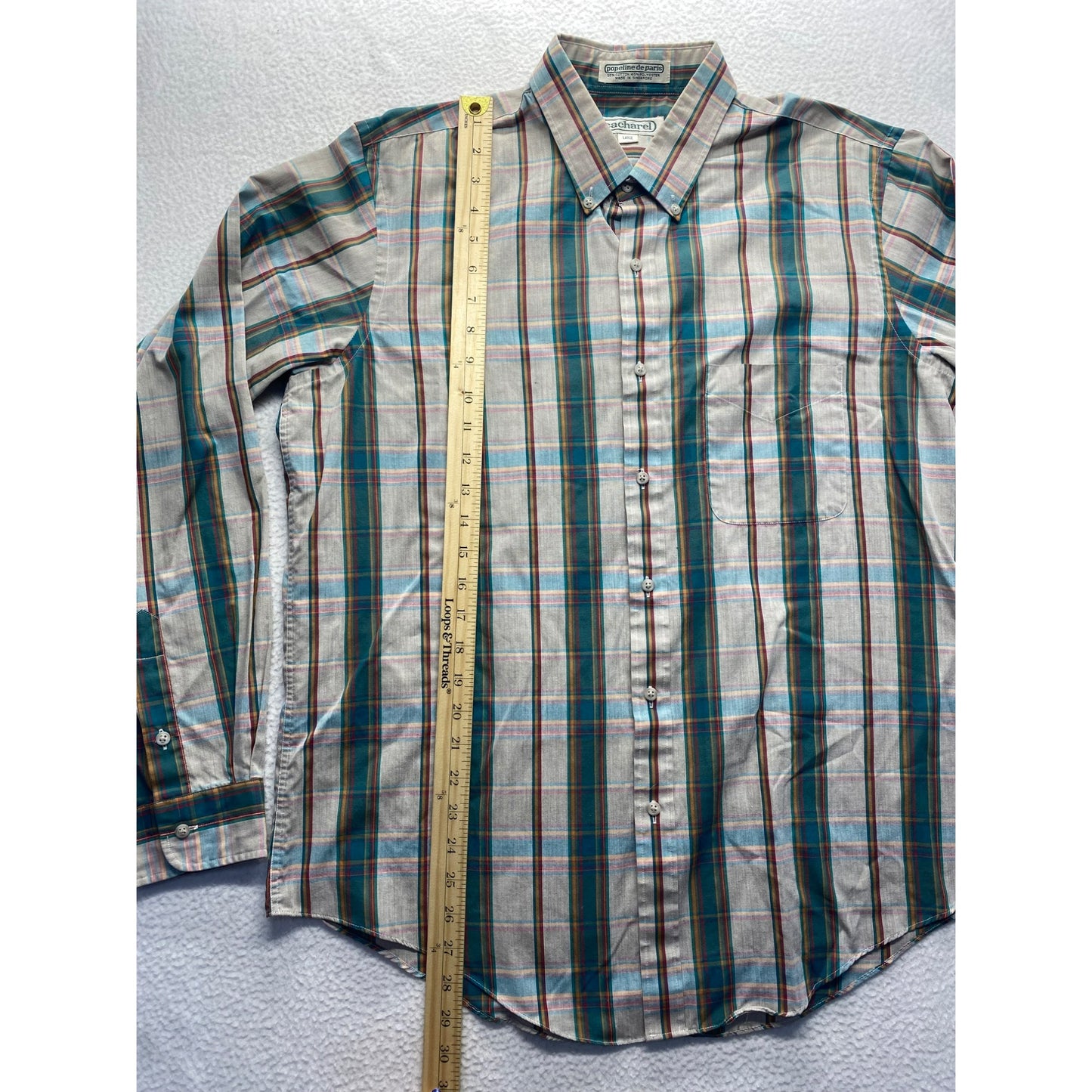 Vintage Cacharel Mens Long Sleeve Plaid Shirt #5892