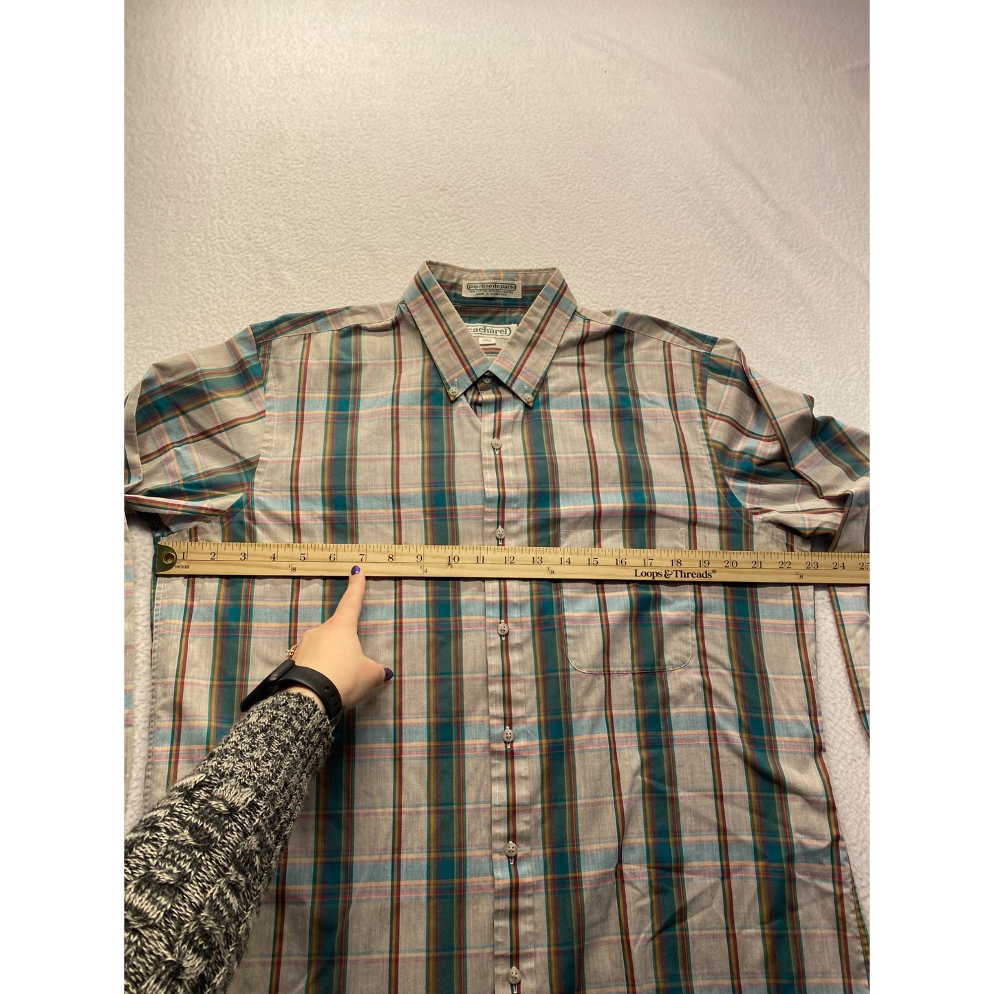 Vintage Cacharel Mens Long Sleeve Plaid Shirt #5892