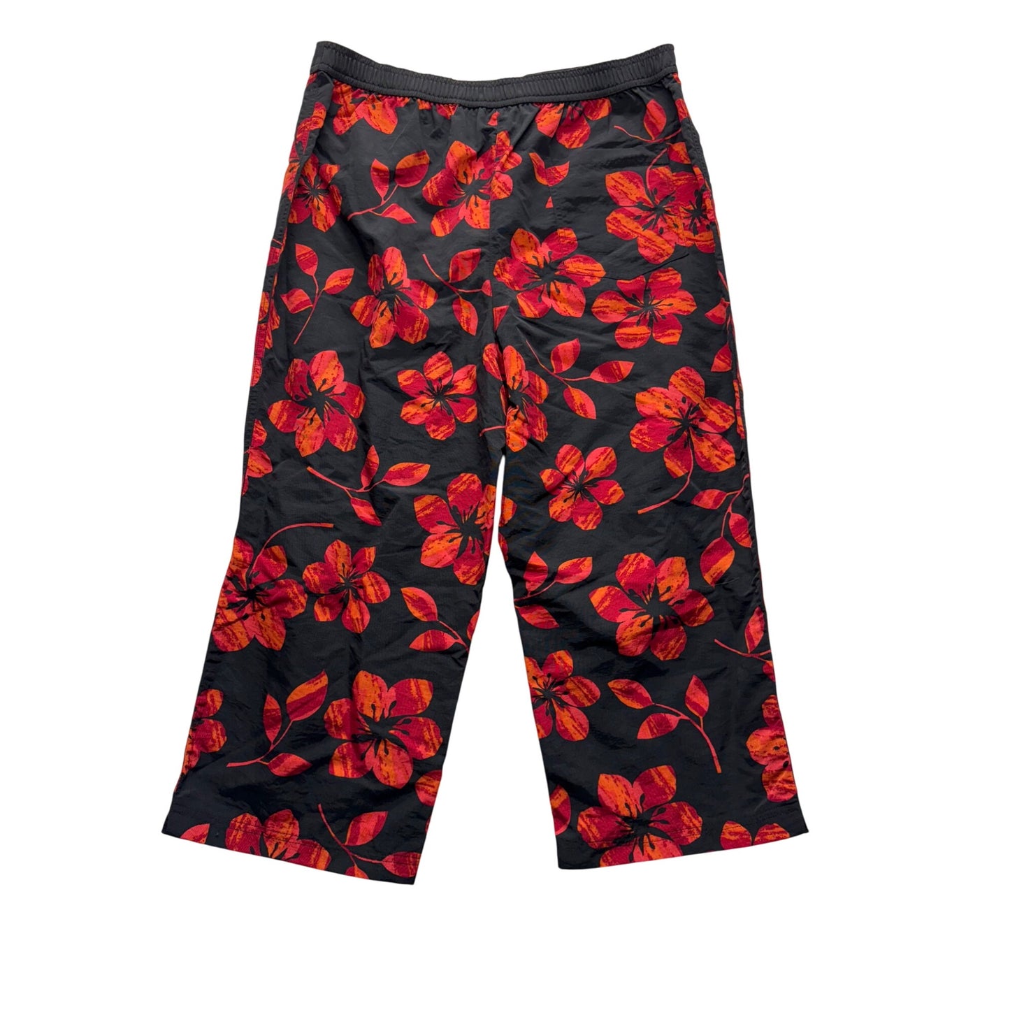Catalina Ladies Black Nylon Pants W/ Red & Orange Floral Print #7576