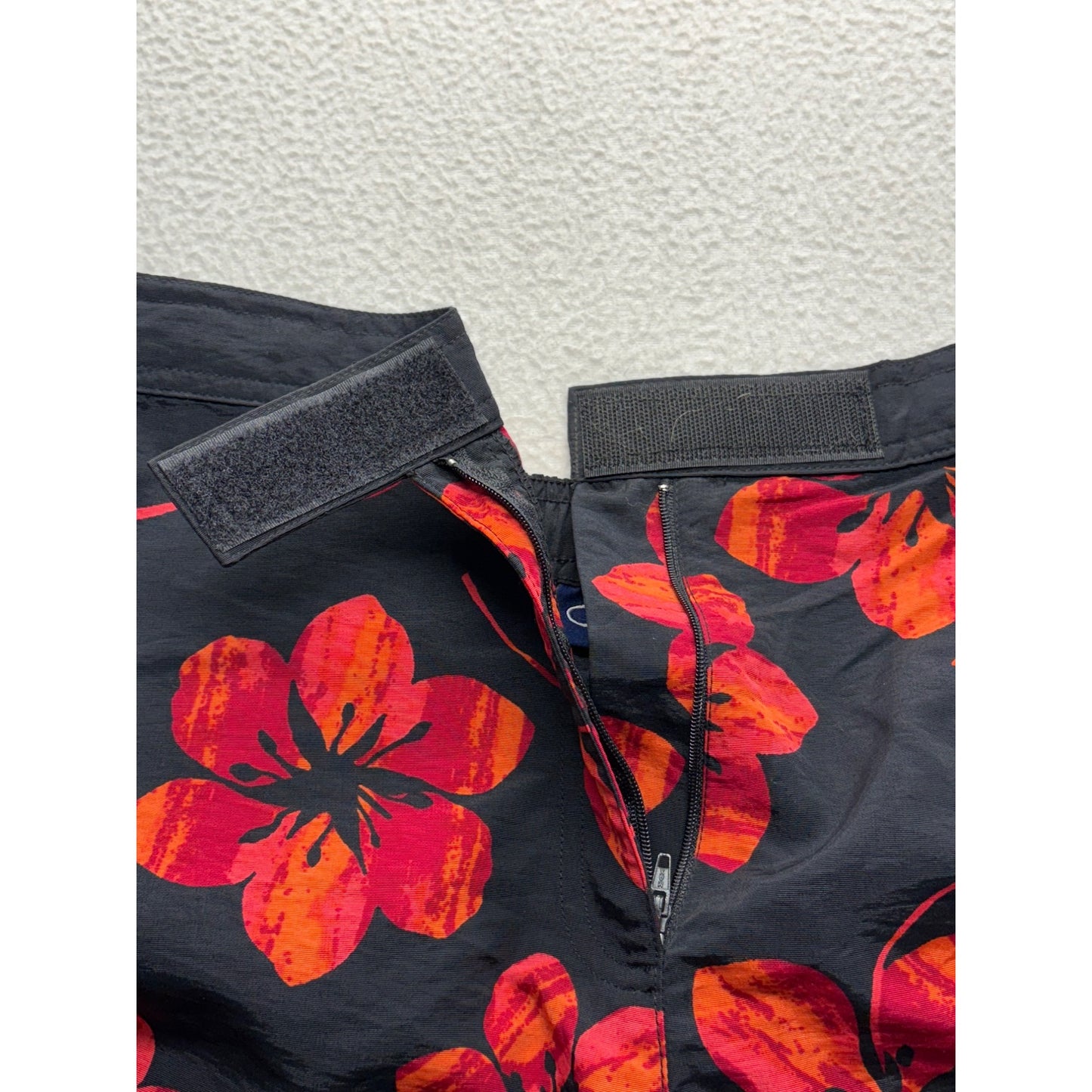 Catalina Ladies Black Nylon Pants W/ Red & Orange Floral Print #7576