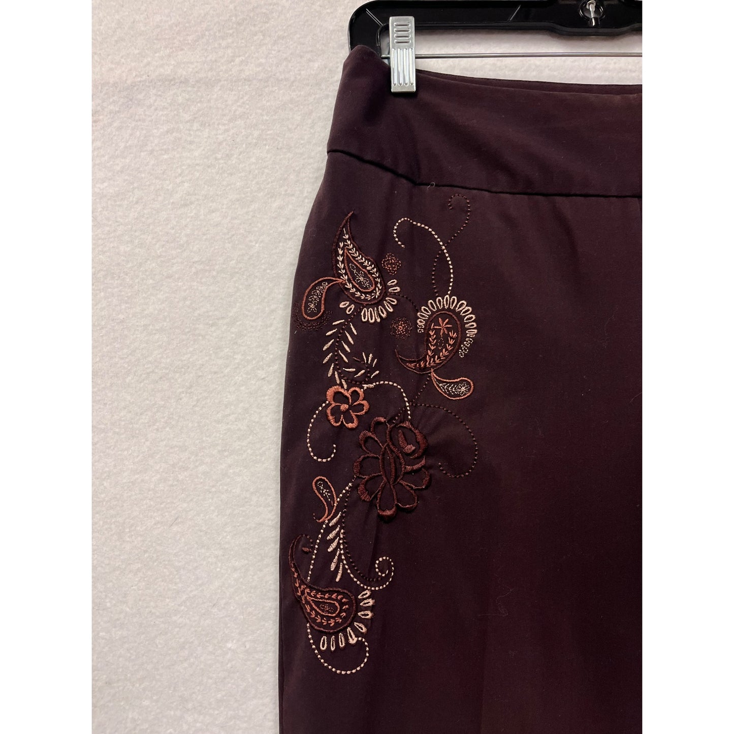 Women’s Y2K Worthington Stretch Embroidered Brown Pants #6198