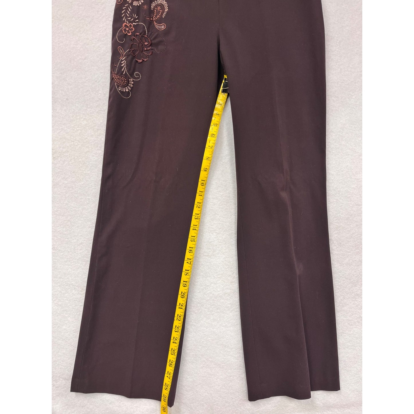 Women’s Y2K Worthington Stretch Embroidered Brown Pants #6198