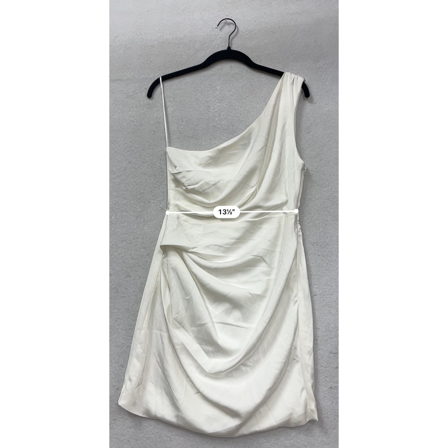 One-Shoulder White Satin Dress By Do+Be Size M #390A