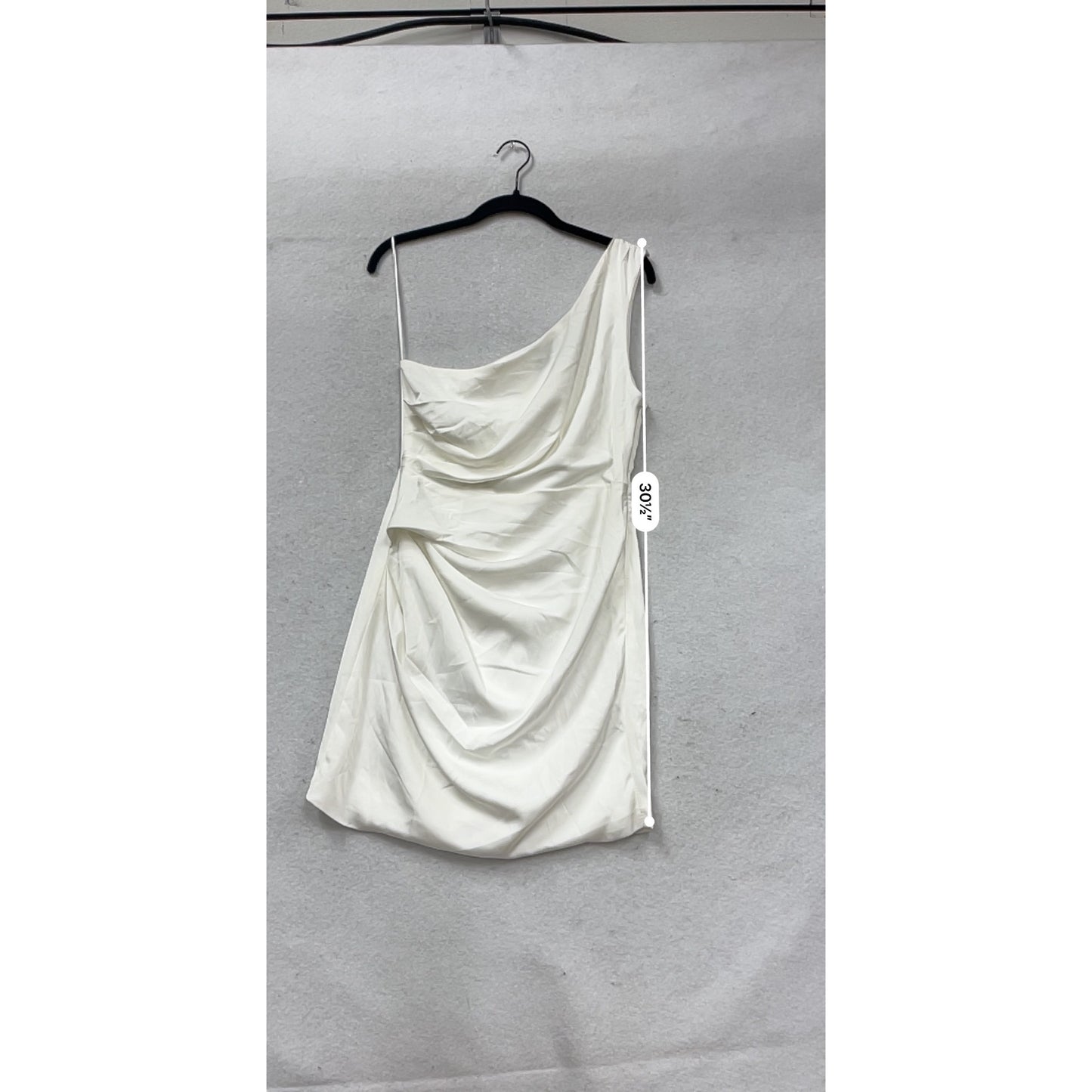 One-Shoulder White Satin Dress By Do+Be Size M #390A