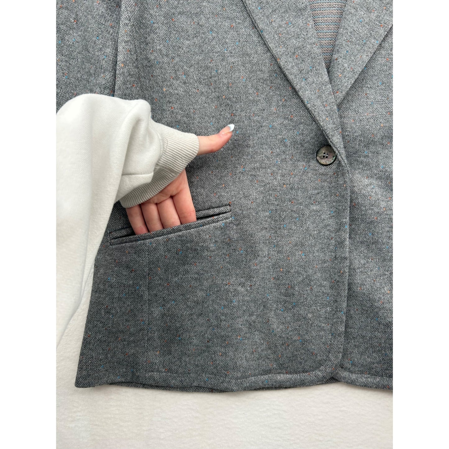 Graff Womens Californiawear Gray Blazer With Single Button & Pockets #6444
