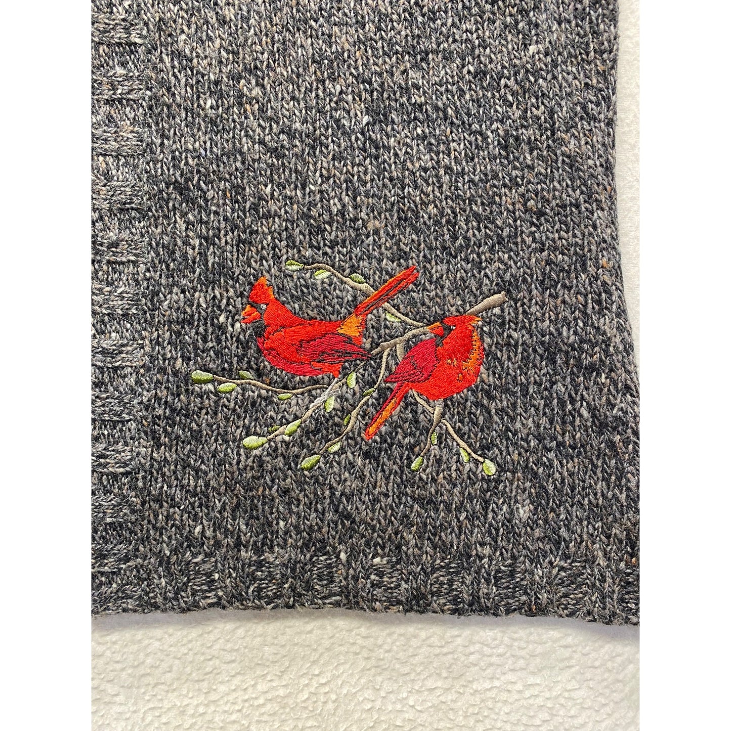Woolrich Womens Black Heather wool blend l Vest With Cardinal Embroidery #7351