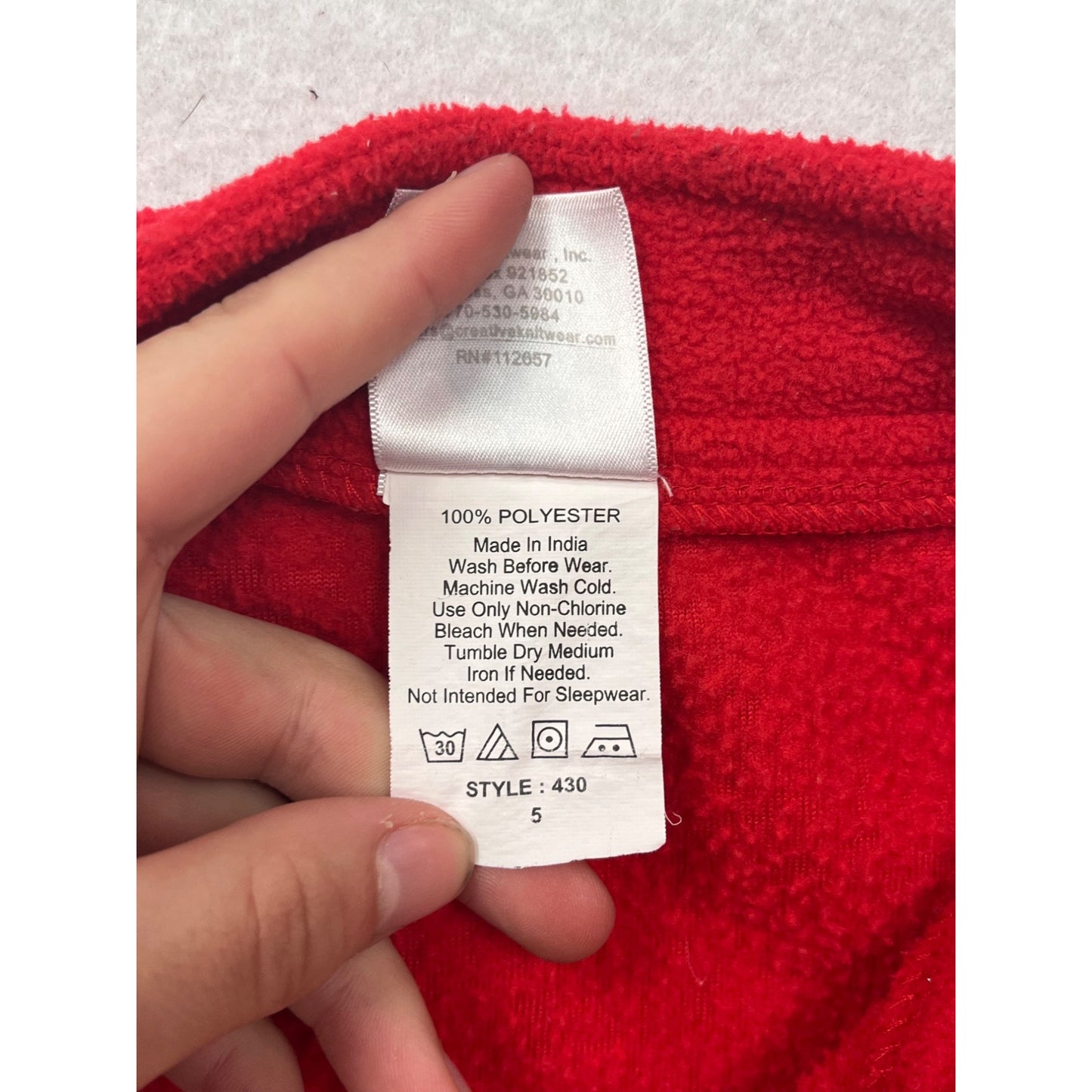 Boys 5T Red Fleece Jacket With Bucky Badger Embroidery #8398