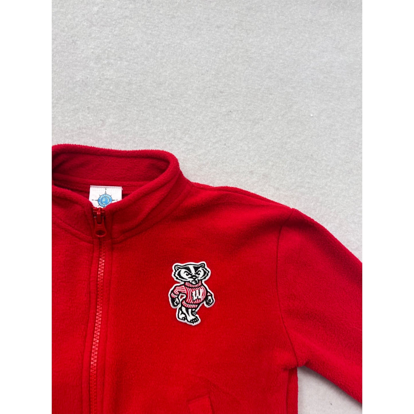 Boys 5T Red Fleece Jacket With Bucky Badger Embroidery #8398