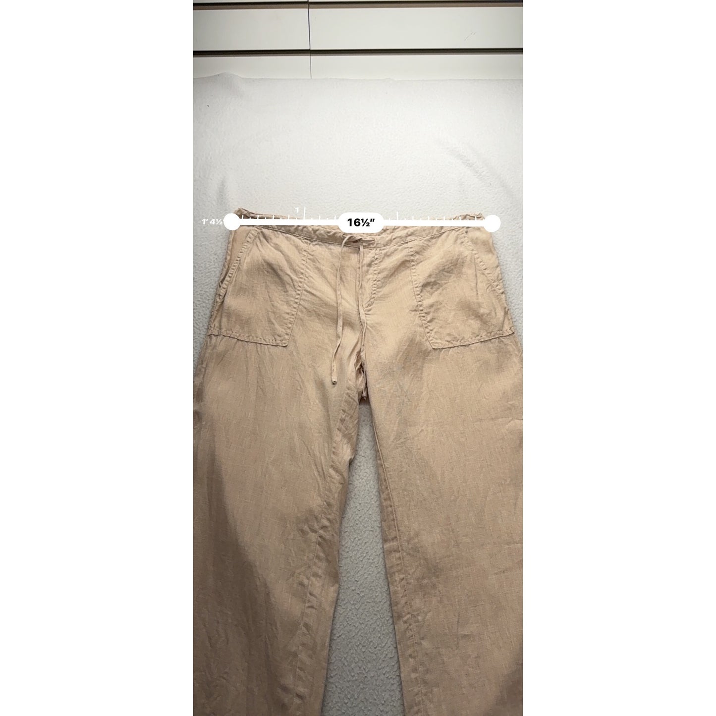 Linen Jay Wide-Leg Beige Pants Size M #9321