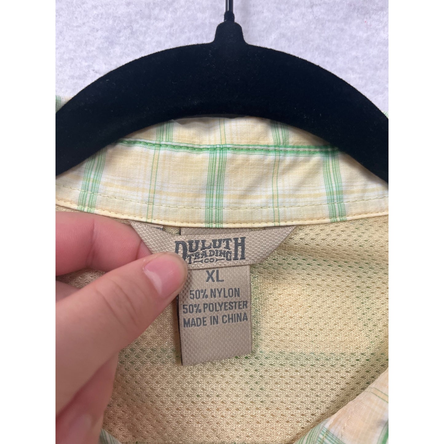 Duluth Trading Co Mens XL Yellow & Green Plaid Long Sleeve Button-Up Shirt #6787