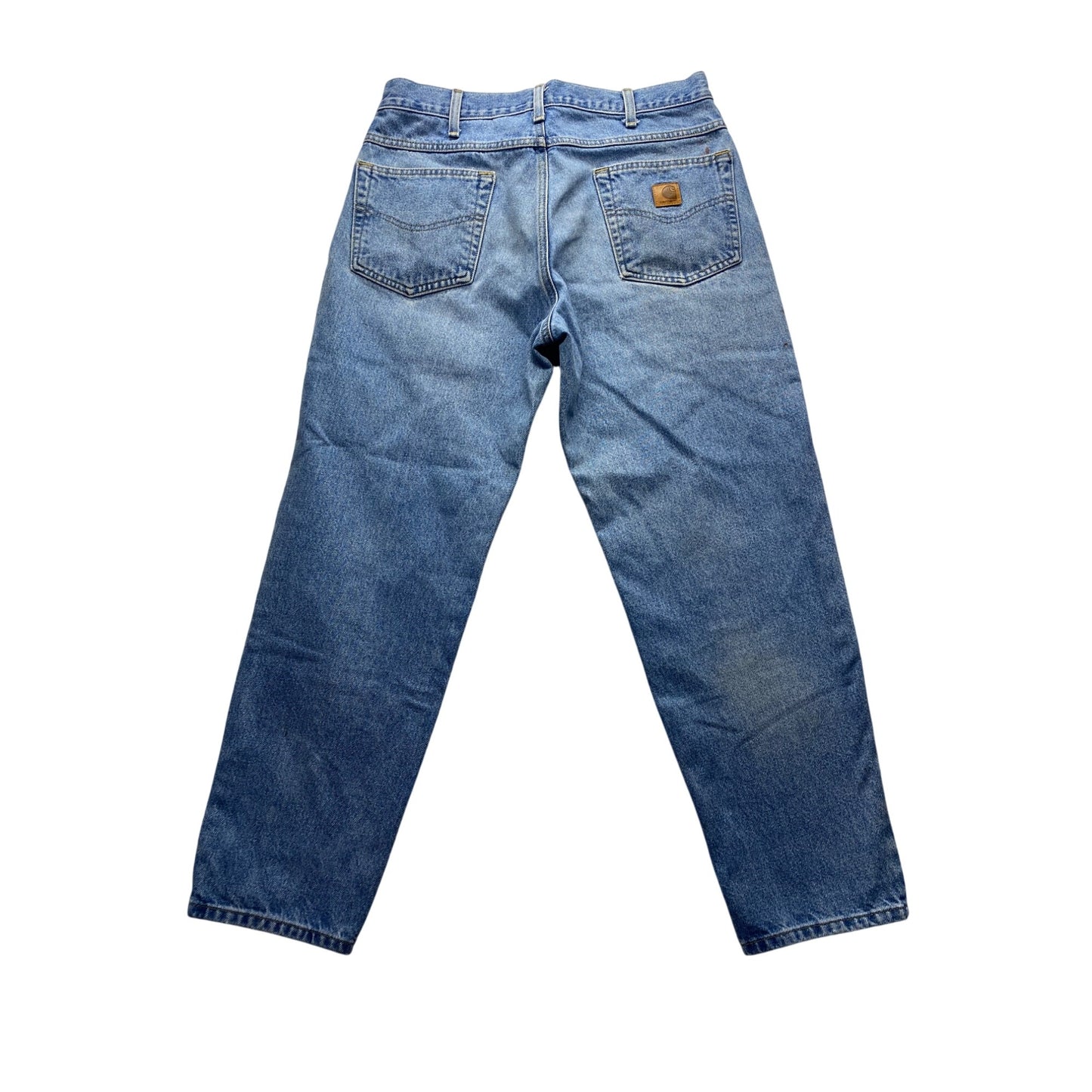 Carhartt Mens Blue Denim Jeans With Paint Stains Relaxed Fit 28" Inseam #7207