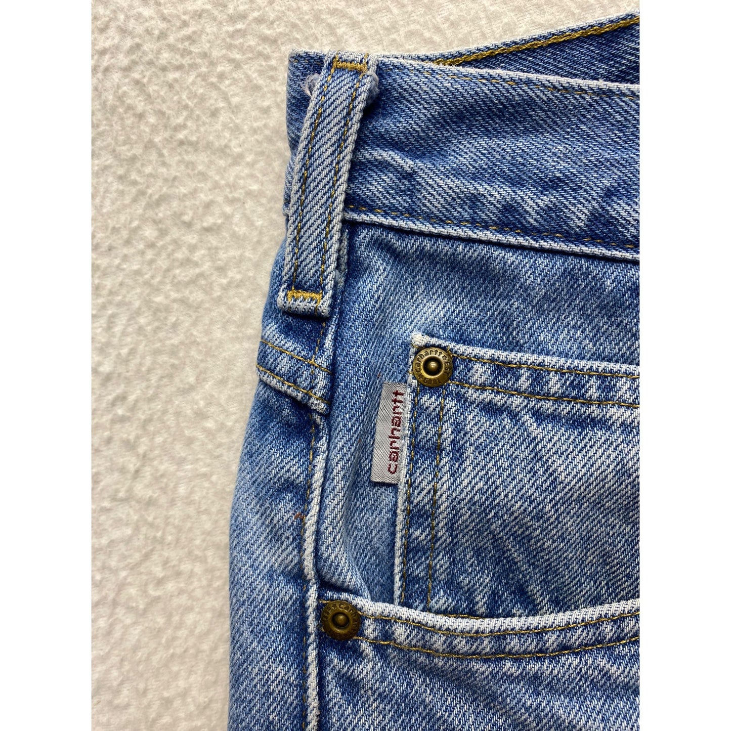 Carhartt Mens Blue Denim Jeans With Paint Stains Relaxed Fit 28" Inseam #7207