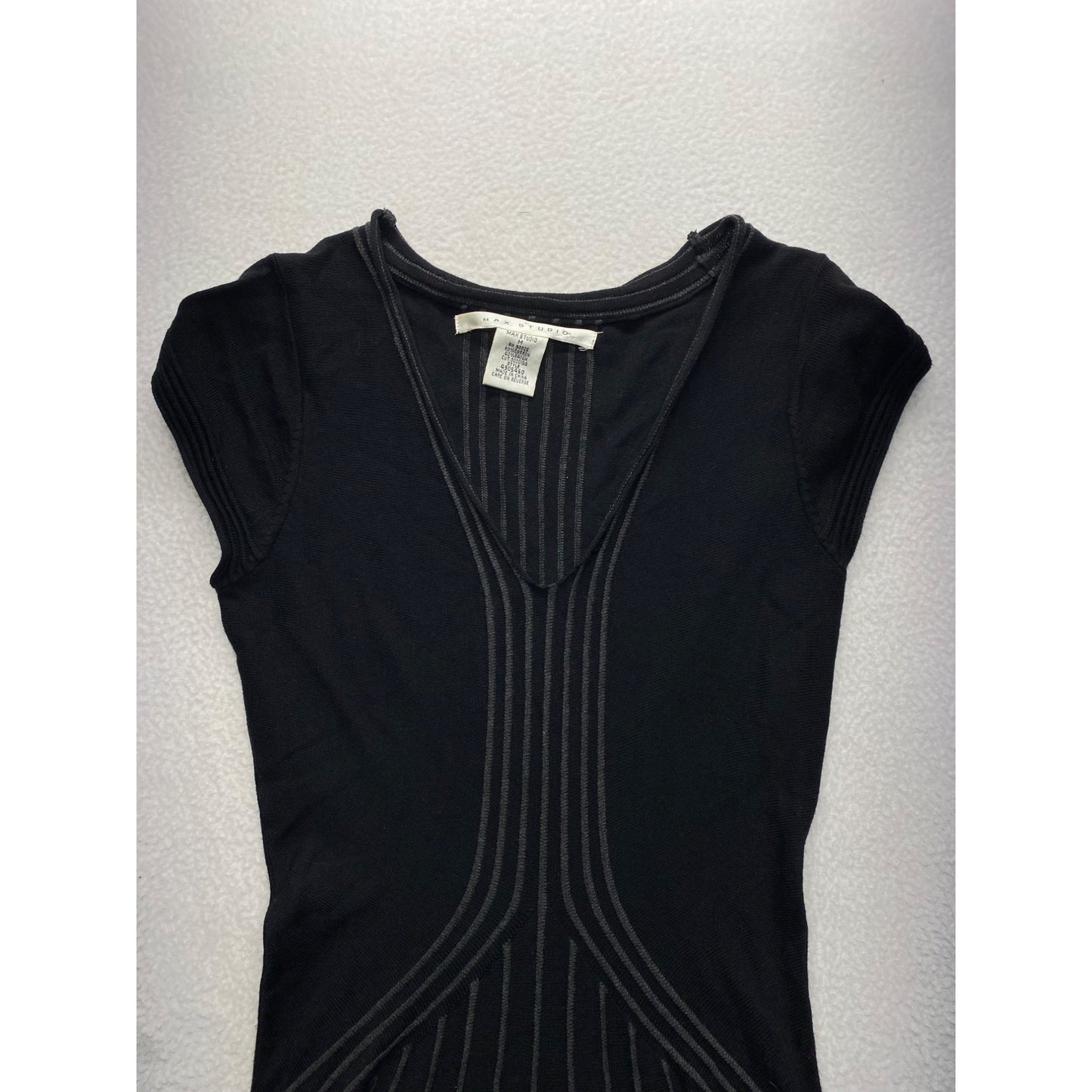 Max Studio Black Short Sleeve Knit Dress #7103