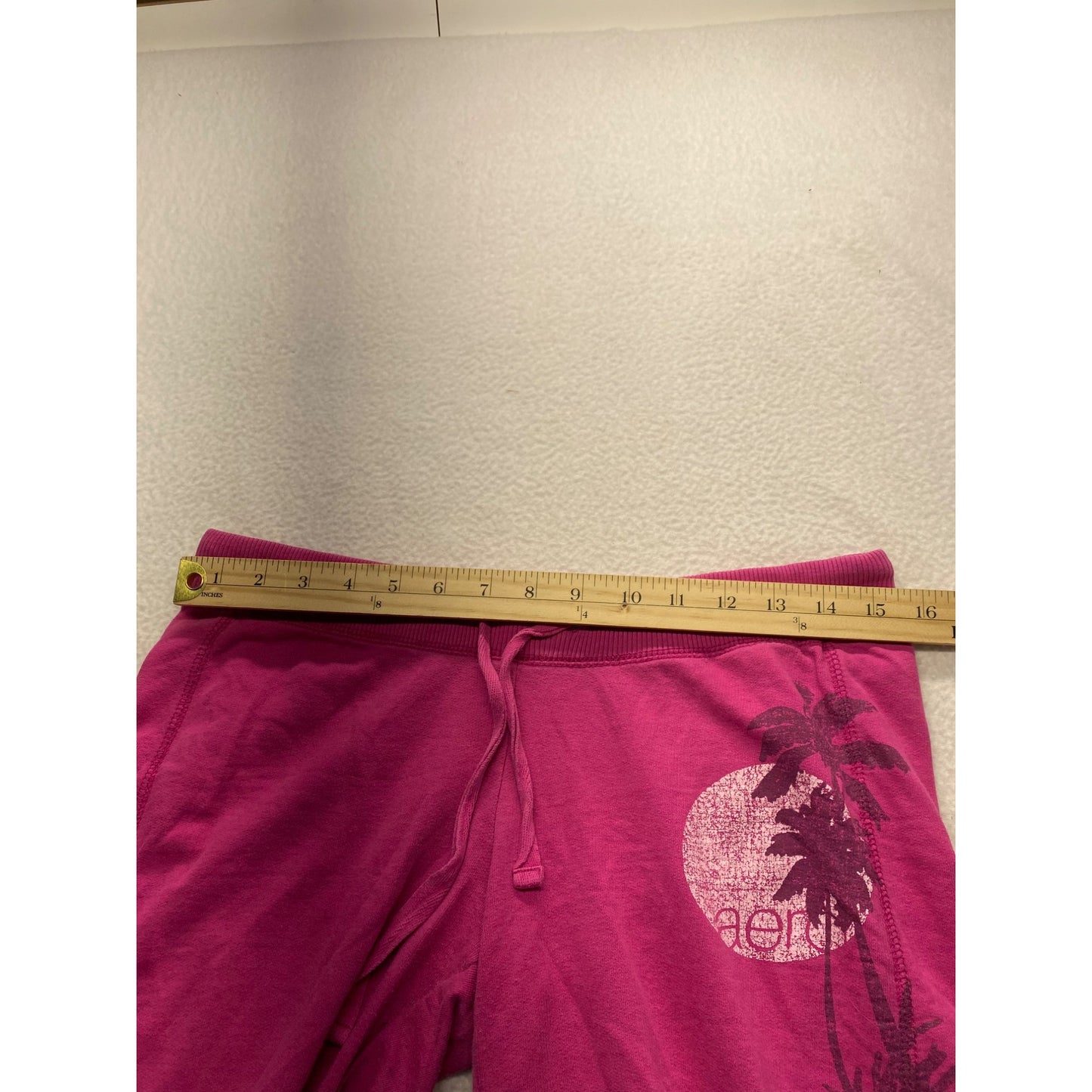 Aeropostale Womens Pink Capri Jogger Pants With Drawstring Waist & Palm Tree Print #7018
