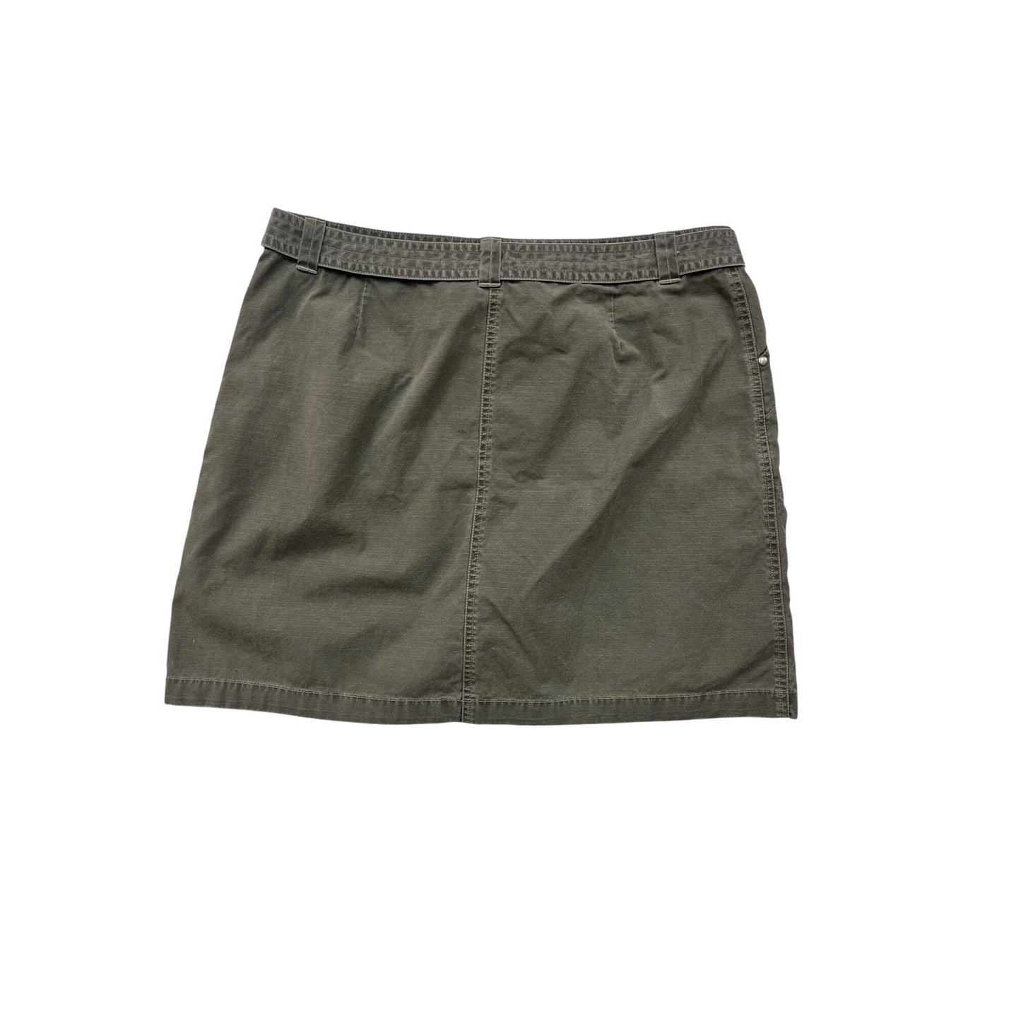 L.L.Bean Womens Olive Green Skirt Size 18R With Belted Waist & Pockets #6893
