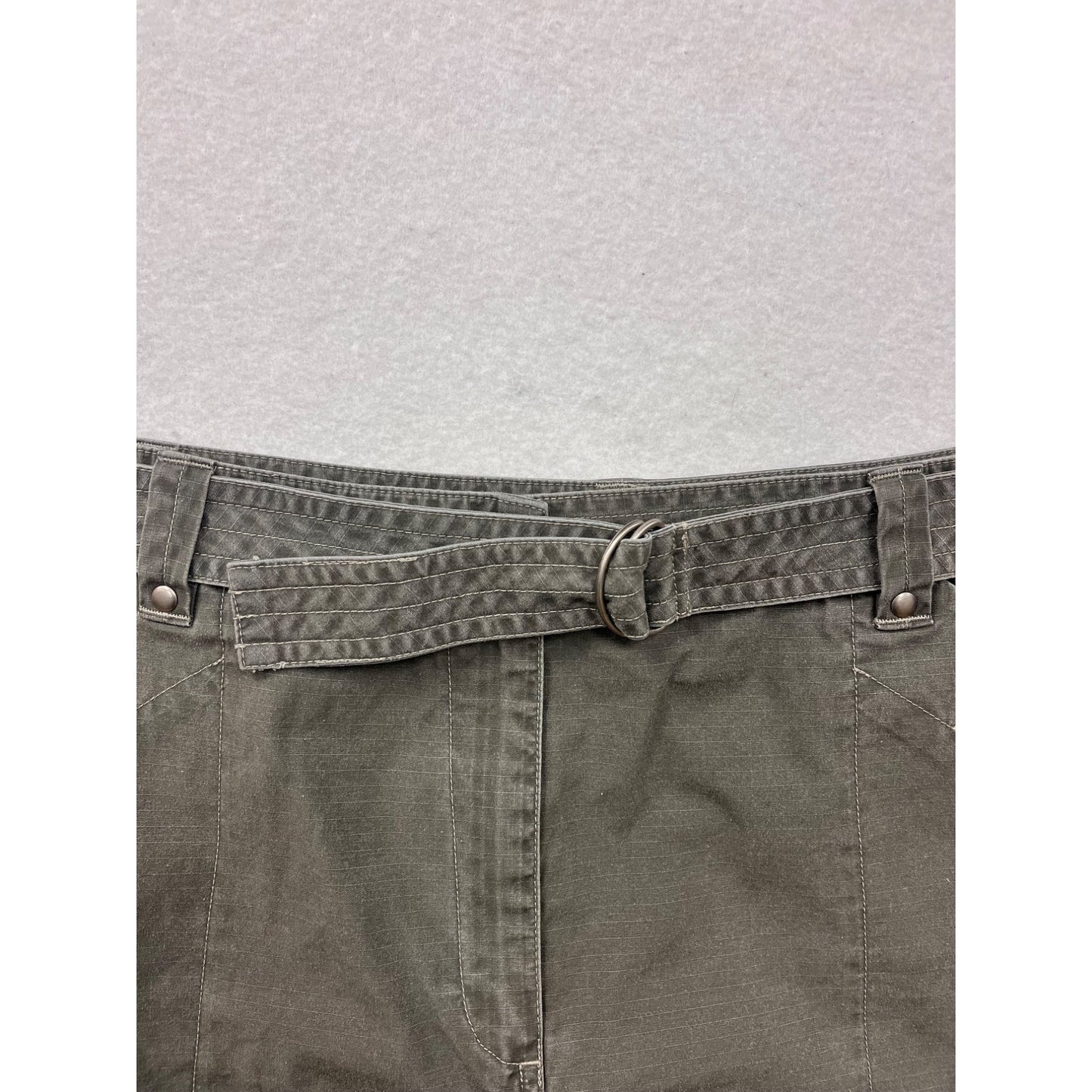 L.L.Bean Womens Olive Green Skirt Size 18R With Belted Waist & Pockets #6893