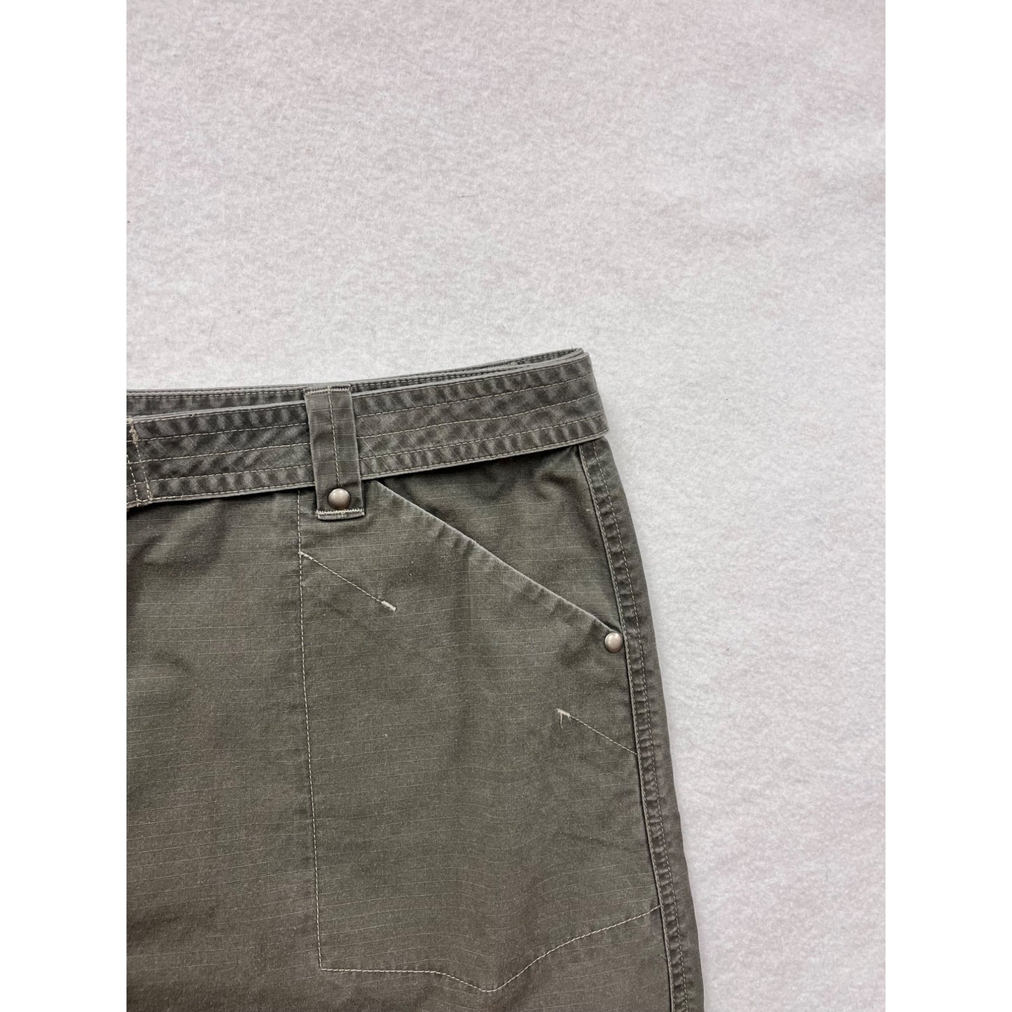 L.L.Bean Womens Olive Green Skirt Size 18R With Belted Waist & Pockets #6893