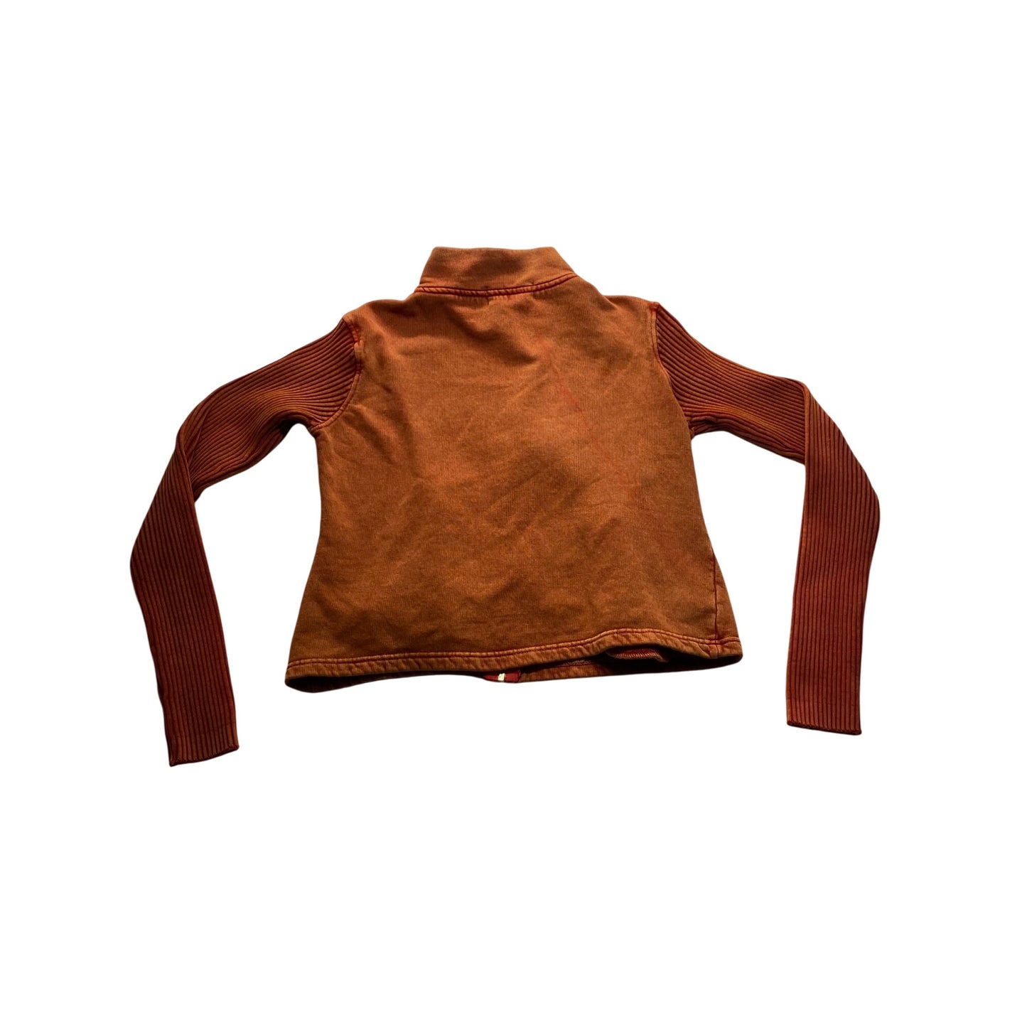 Amsterdam Orange Zip-Up Sweatshirt With Ribbed Sleeves & Embroidered Logo #7368