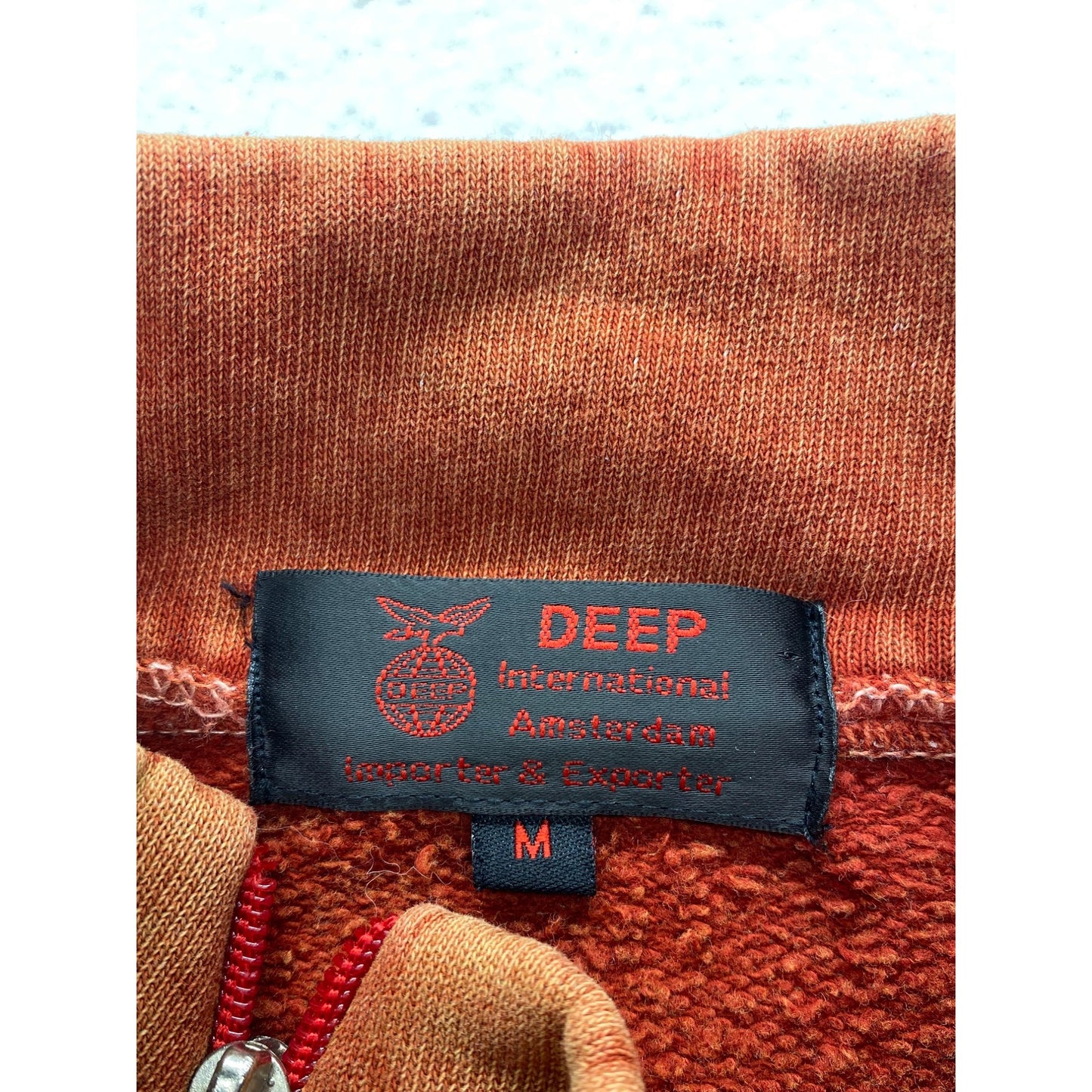 Amsterdam Orange Zip-Up Sweatshirt With Ribbed Sleeves & Embroidered Logo #7368