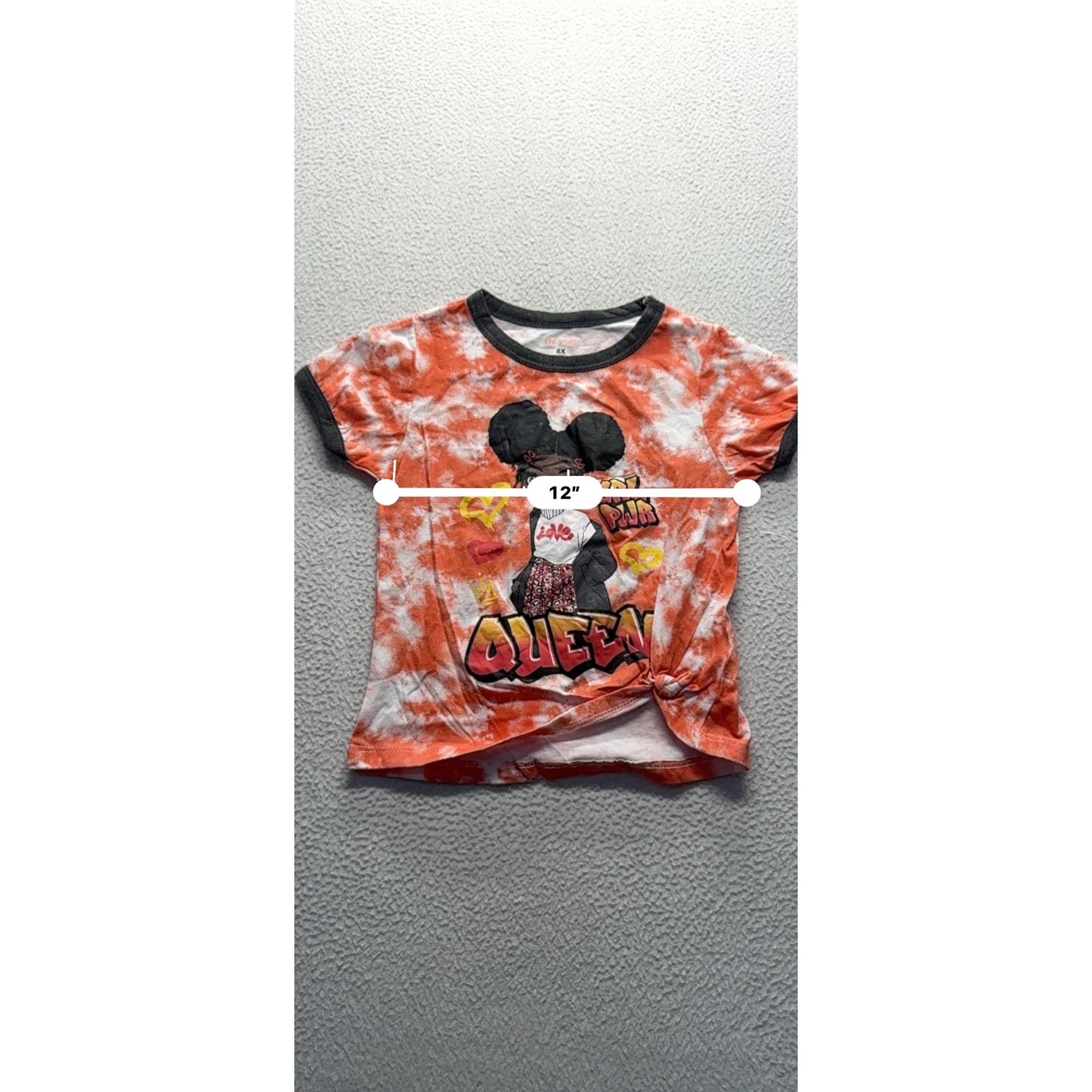 Pink Sparkle 6X Tie-Dye Graphic Tee With Queen Design & Girl Power Text #9326