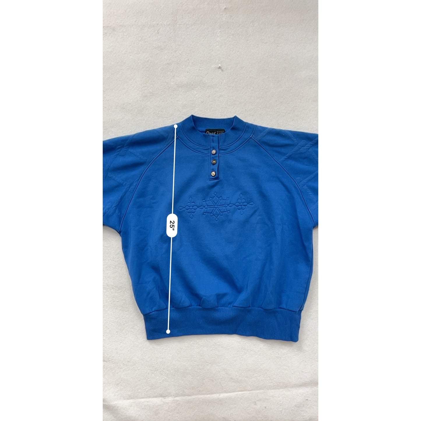 Vintage Blue Button-Up Crewneck Sweatshirt Womens M By Catalina #6836