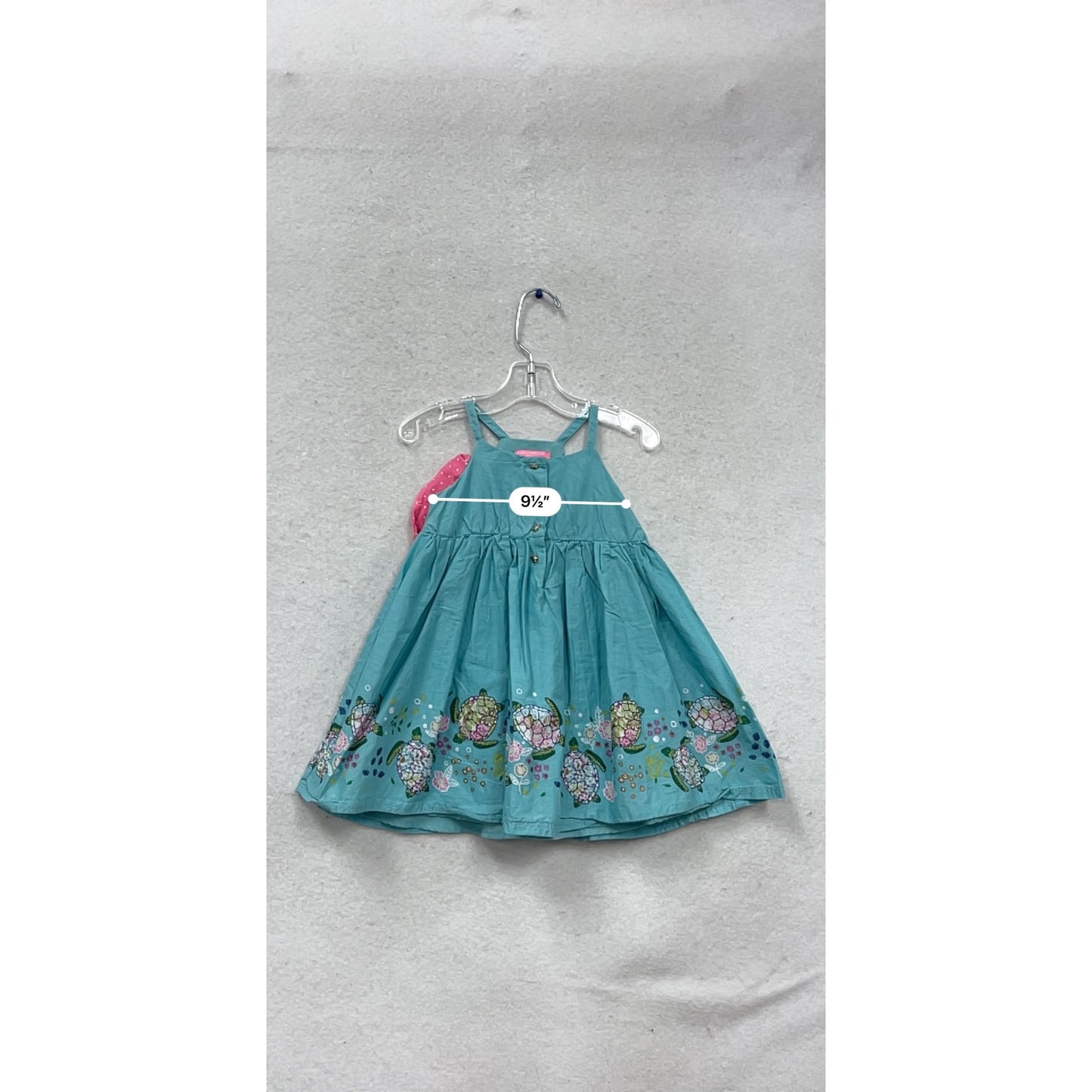 Isaac Mizrahi New York Girls Blue Turtle Print Dress With Pink Headband #748A