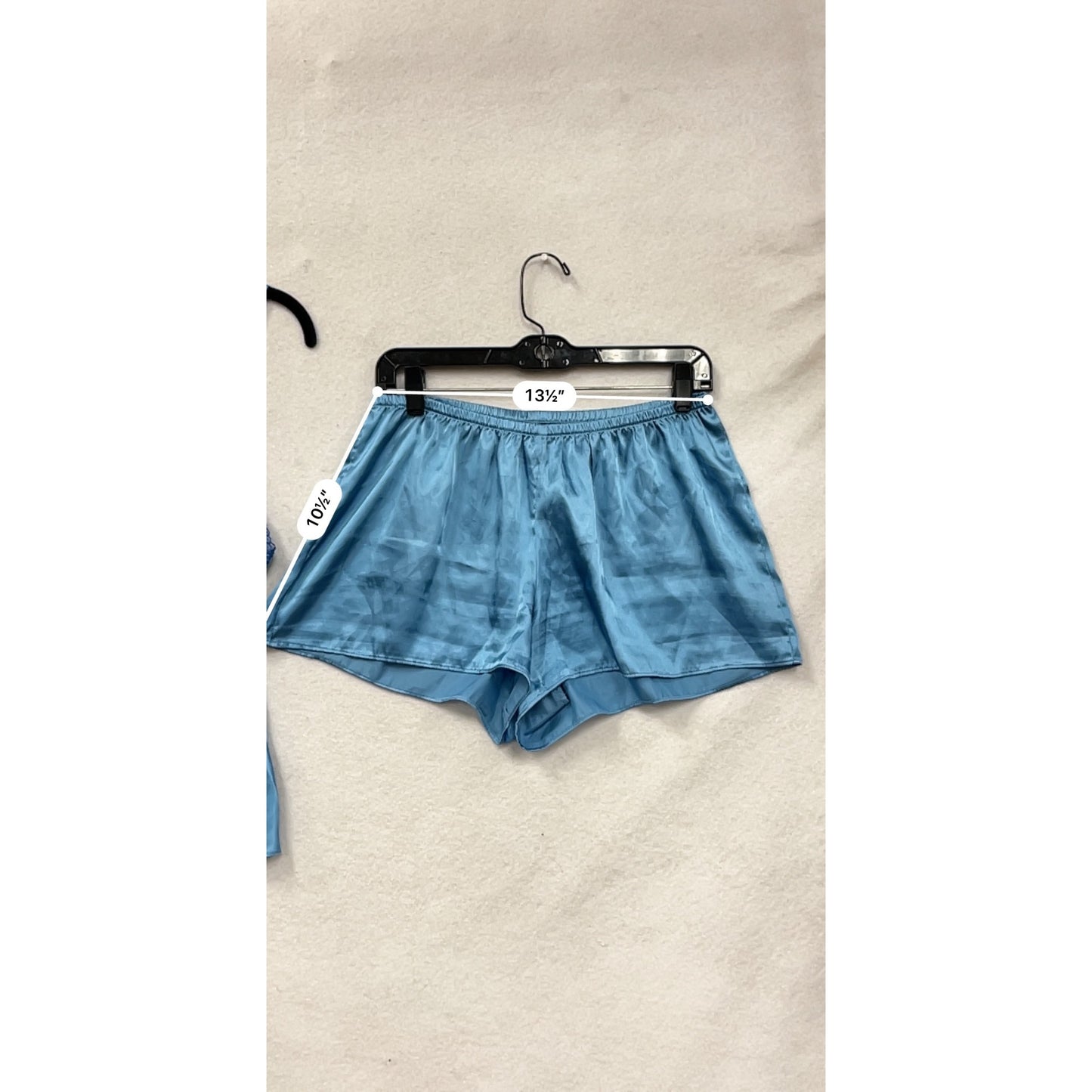 Womens Blue Linea Donatella Satin Pajama Set W/Lace Trim #8062