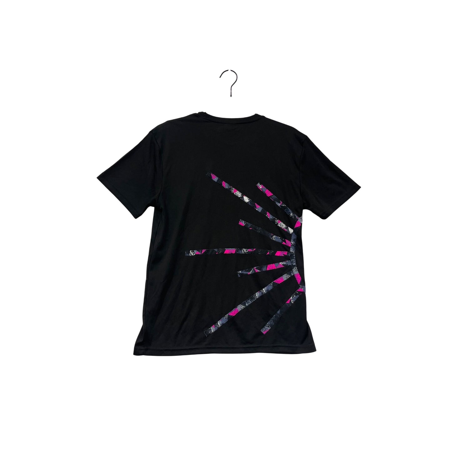 Youth Large Driequip Black T-Shirt With Pink & Gray Graphic Design #6898