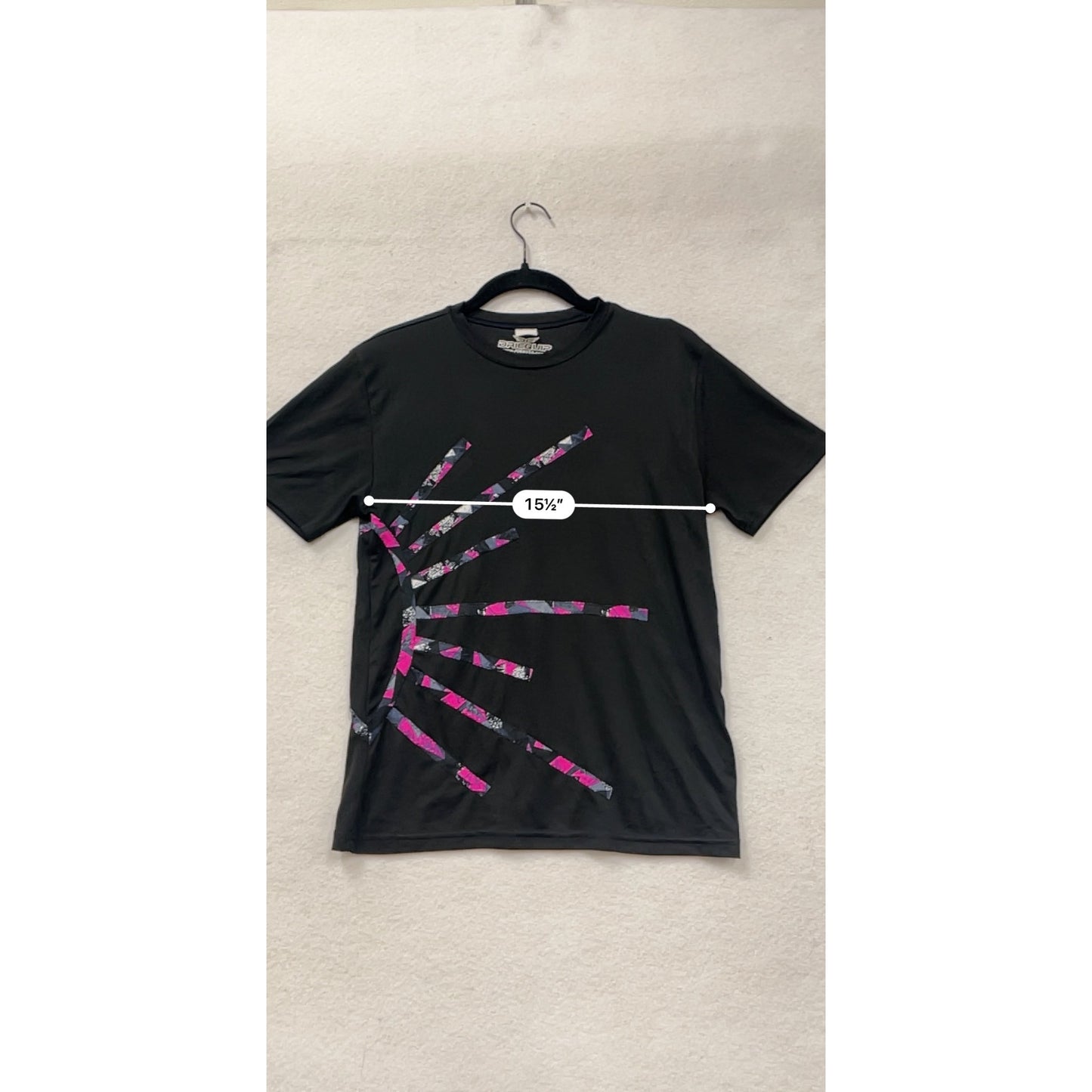 Youth Large Driequip Black T-Shirt With Pink & Gray Graphic Design #6898