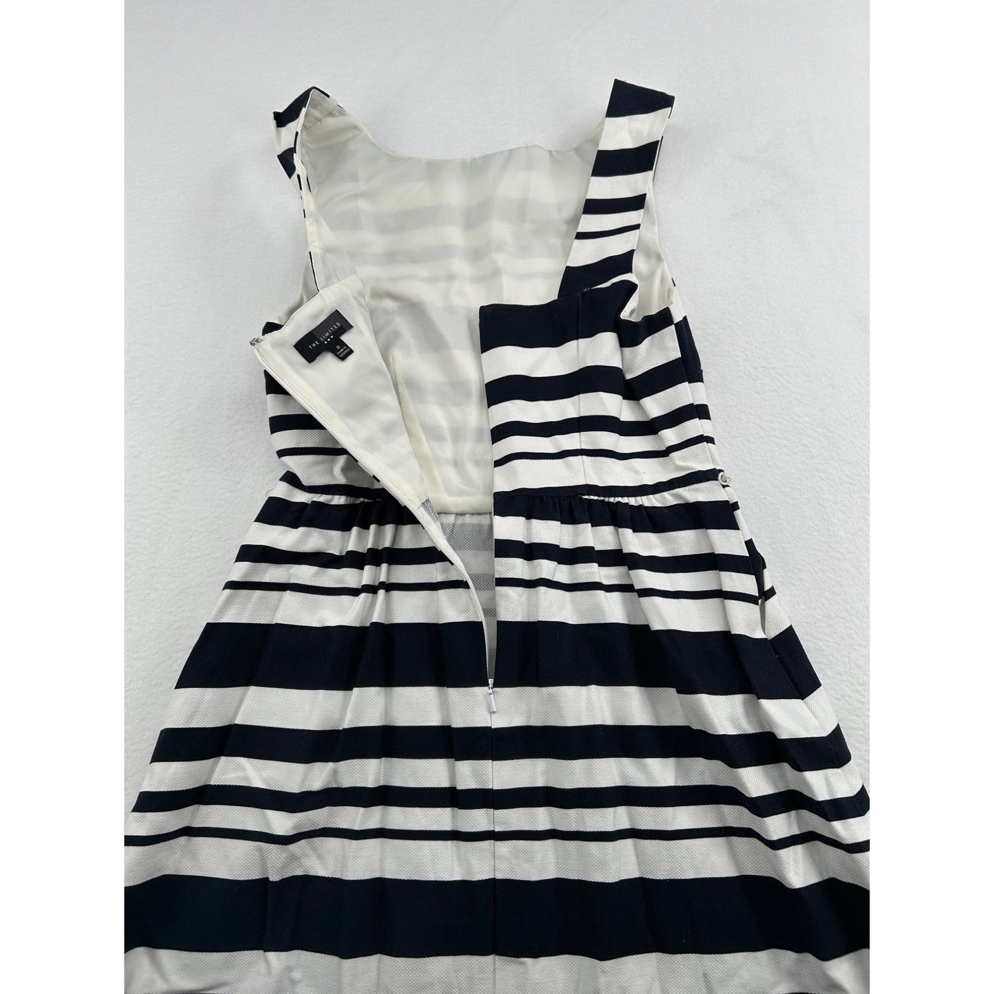 The Limited Navy & White Striped Sleeveless A-Line Dress #6471