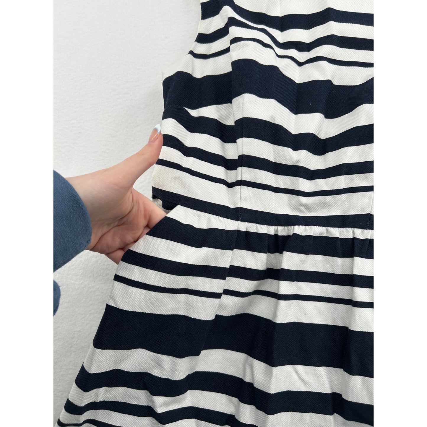 The Limited Navy & White Striped Sleeveless A-Line Dress #6471