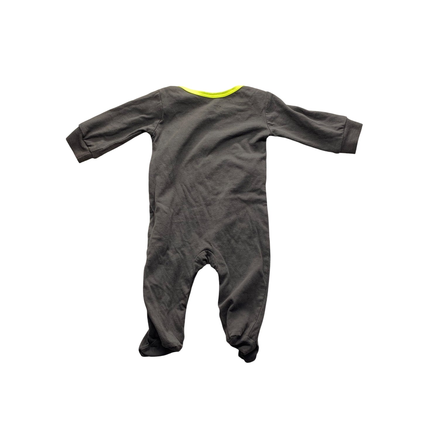 Puma Infant Footed Onesie Gray/Neon Green Long Sleeve #7163