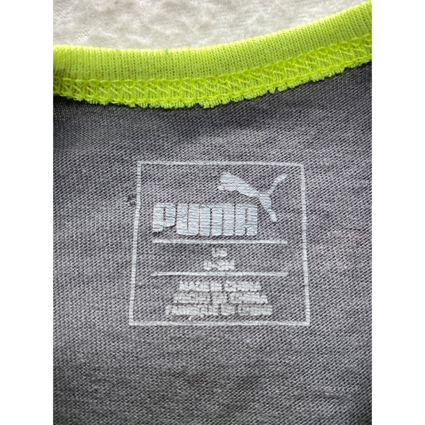 Puma Infant Footed Onesie Gray/Neon Green Long Sleeve #7163