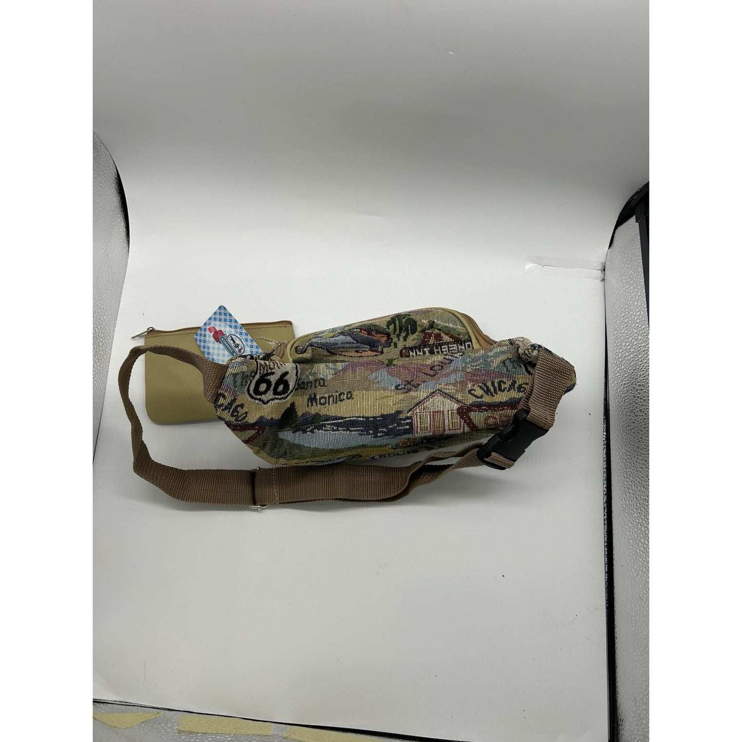 Vintage-Style Route 66 Tapestry Fanny Pack With Adjustable Strap & Zipper Compartments #6647