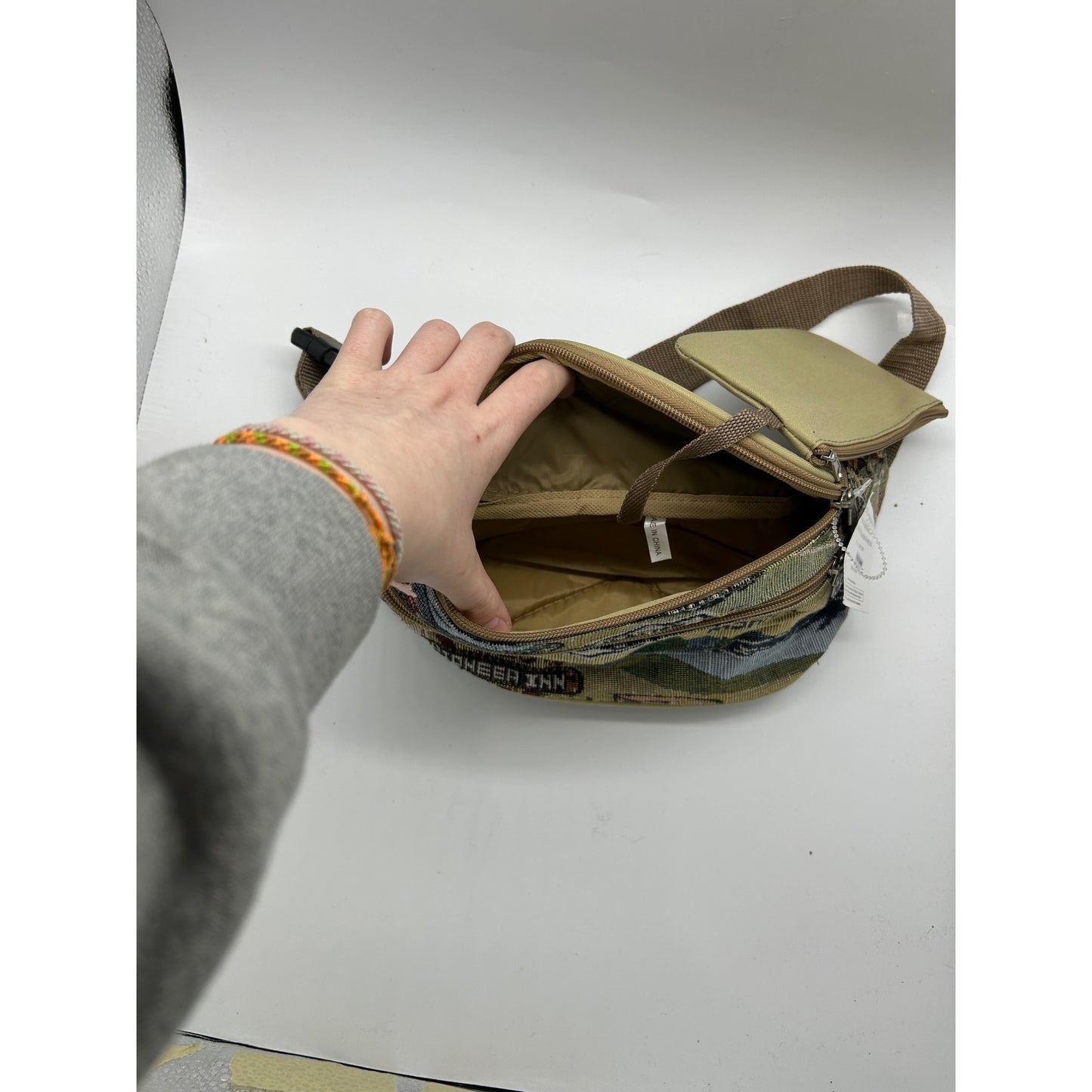Vintage-Style Route 66 Tapestry Fanny Pack With Adjustable Strap & Zipper Compartments #6647
